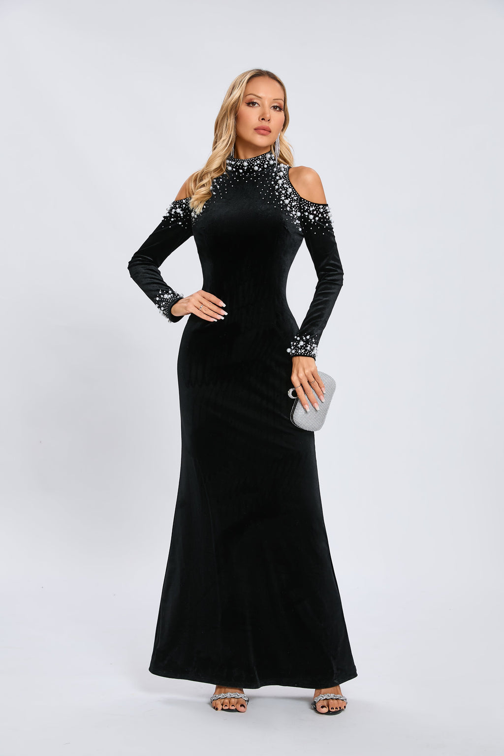 İnci Detaylı Maxi Elbise