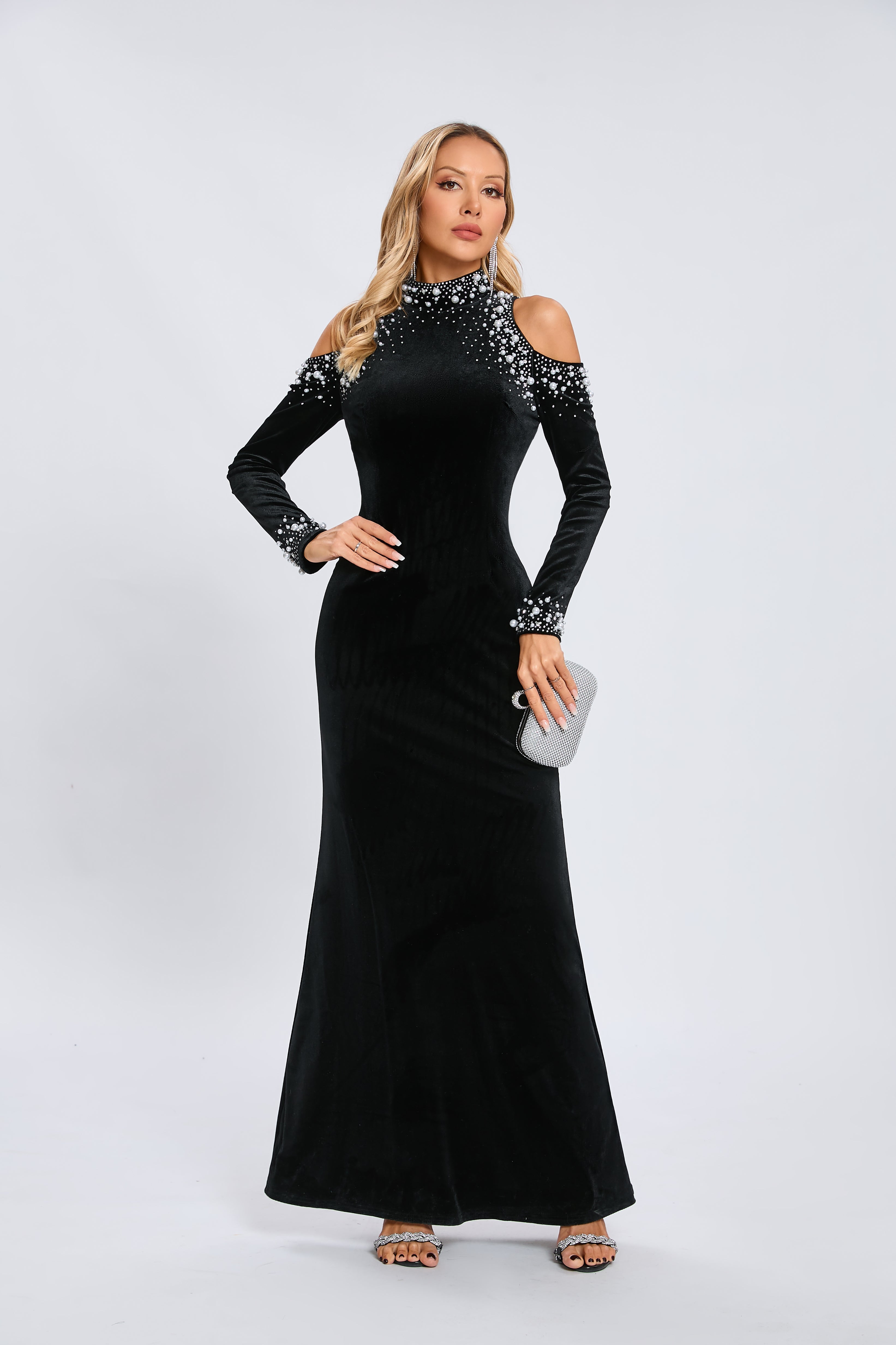 İnci Detaylı Maxi Elbise