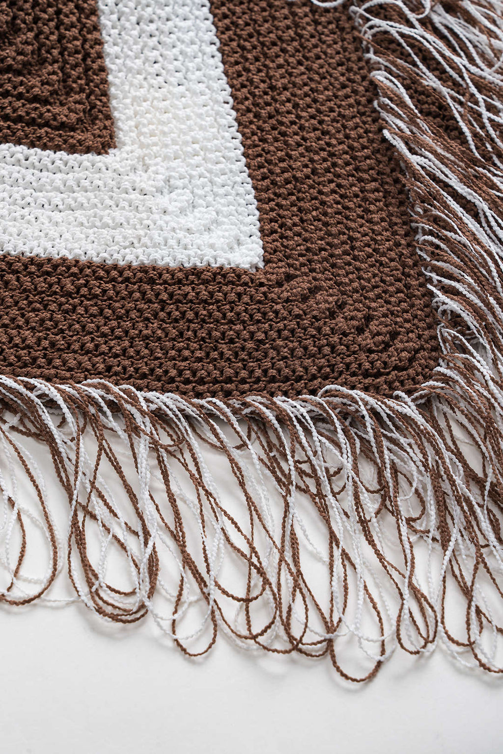 Örgü Püskül Kontrast Kolsuz Elbise