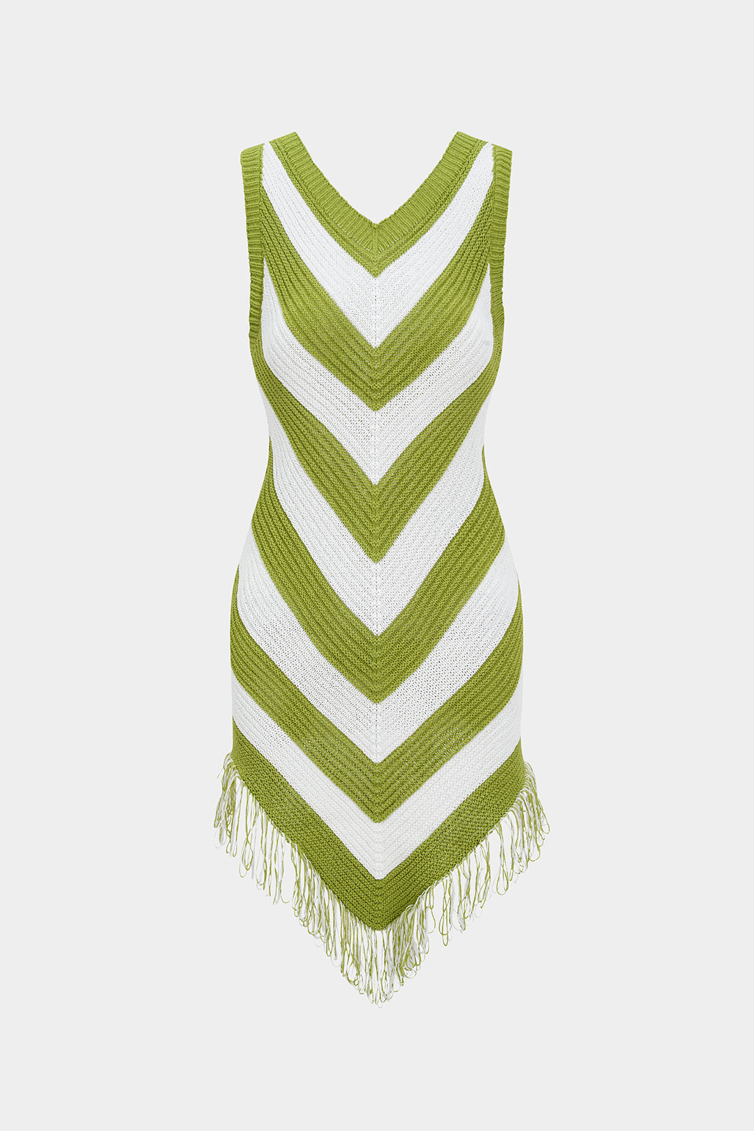 Örgü Püskül Kontrast Kolsuz Elbise