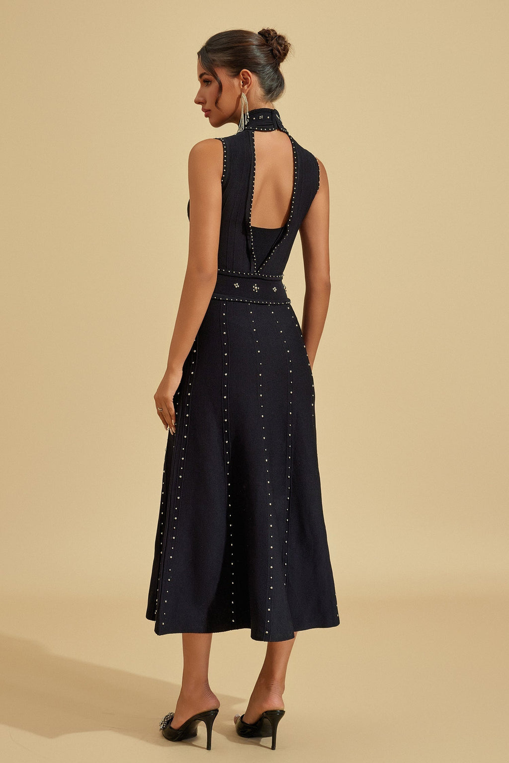 Lola Kristal İşlemeli Midi Elbise