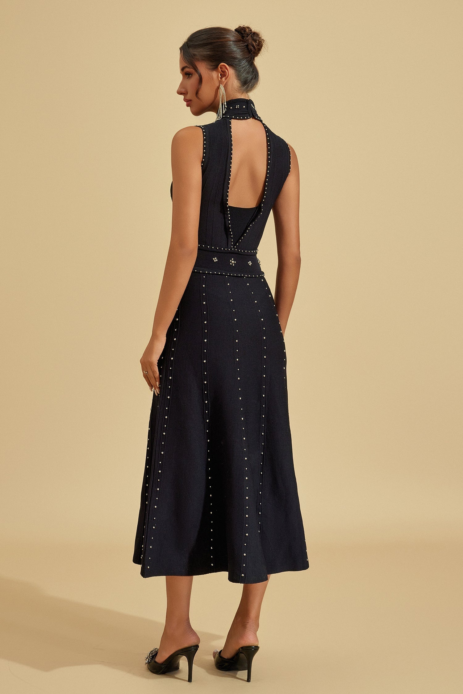 Lola Kristal İşlemeli Midi Elbise