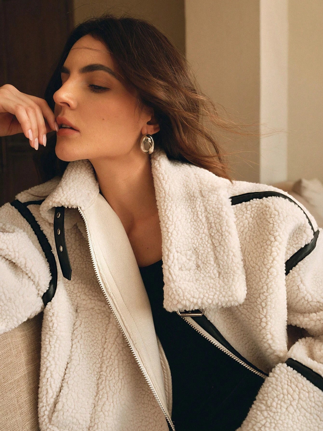 Suni Kürk Detaylı Ceket