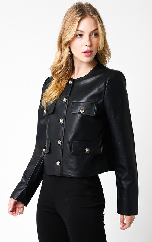 Vegan Deri Kısa Ceket