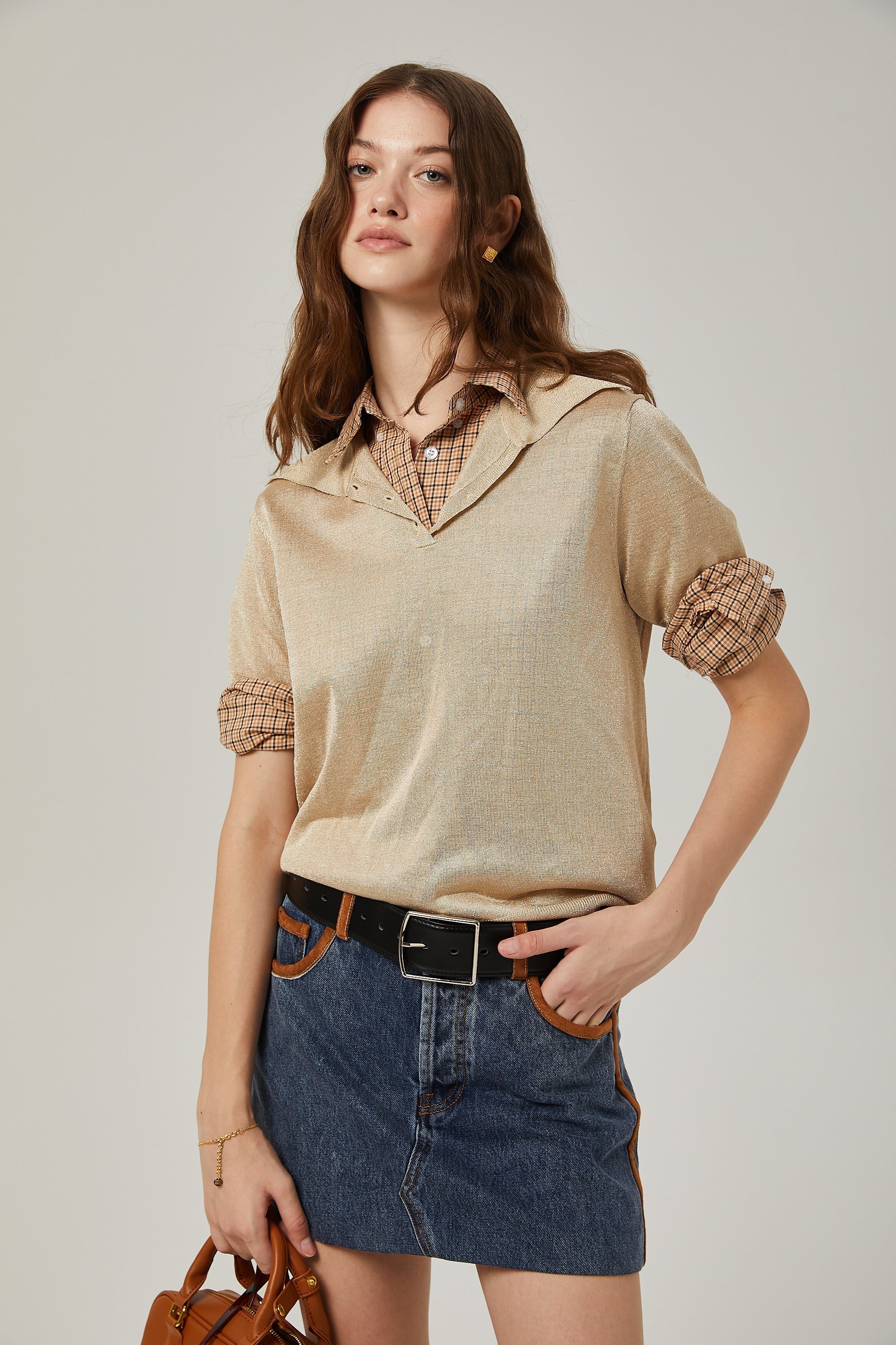 Blanche Blok Renkli Denim Etek