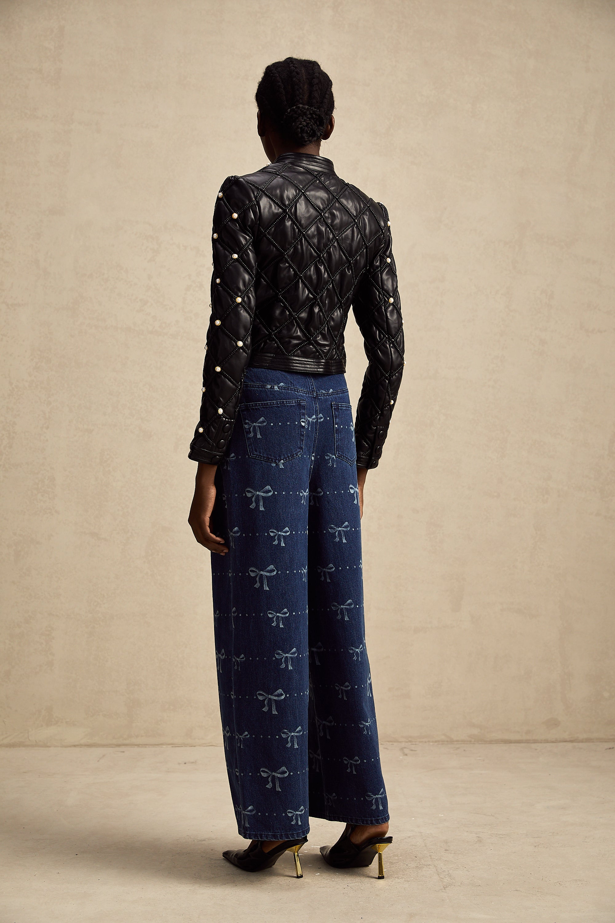 Yvonne motifli kot pantolon