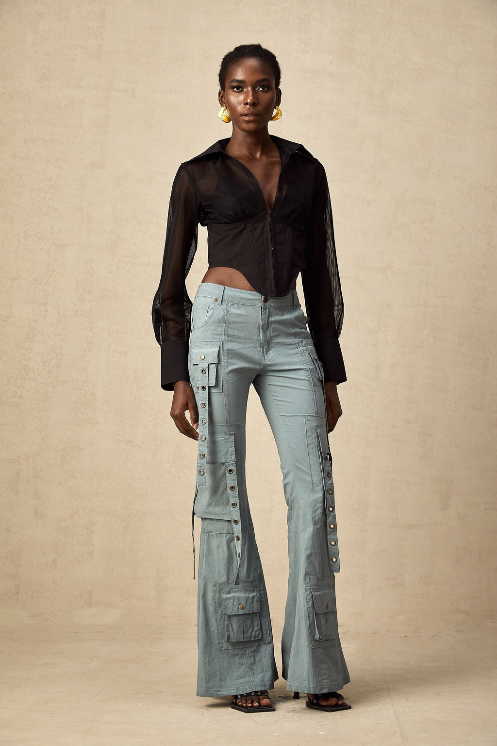 Kemer Örgülü İspanyol Paça Kargo Pantolon