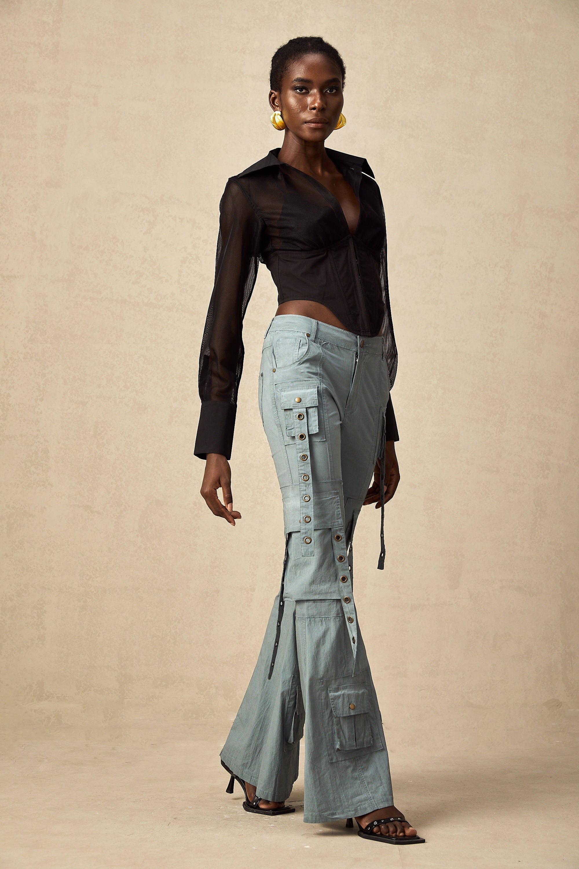 Kemer Örgülü İspanyol Paça Kargo Pantolon