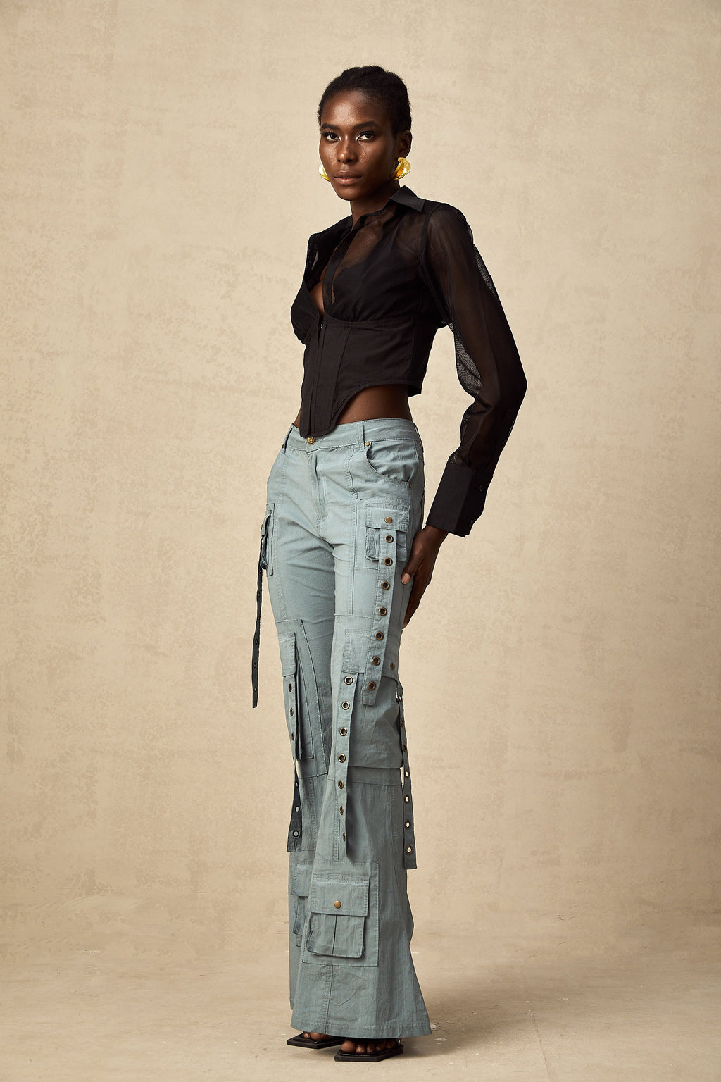 Kemer Örgülü İspanyol Paça Kargo Pantolon