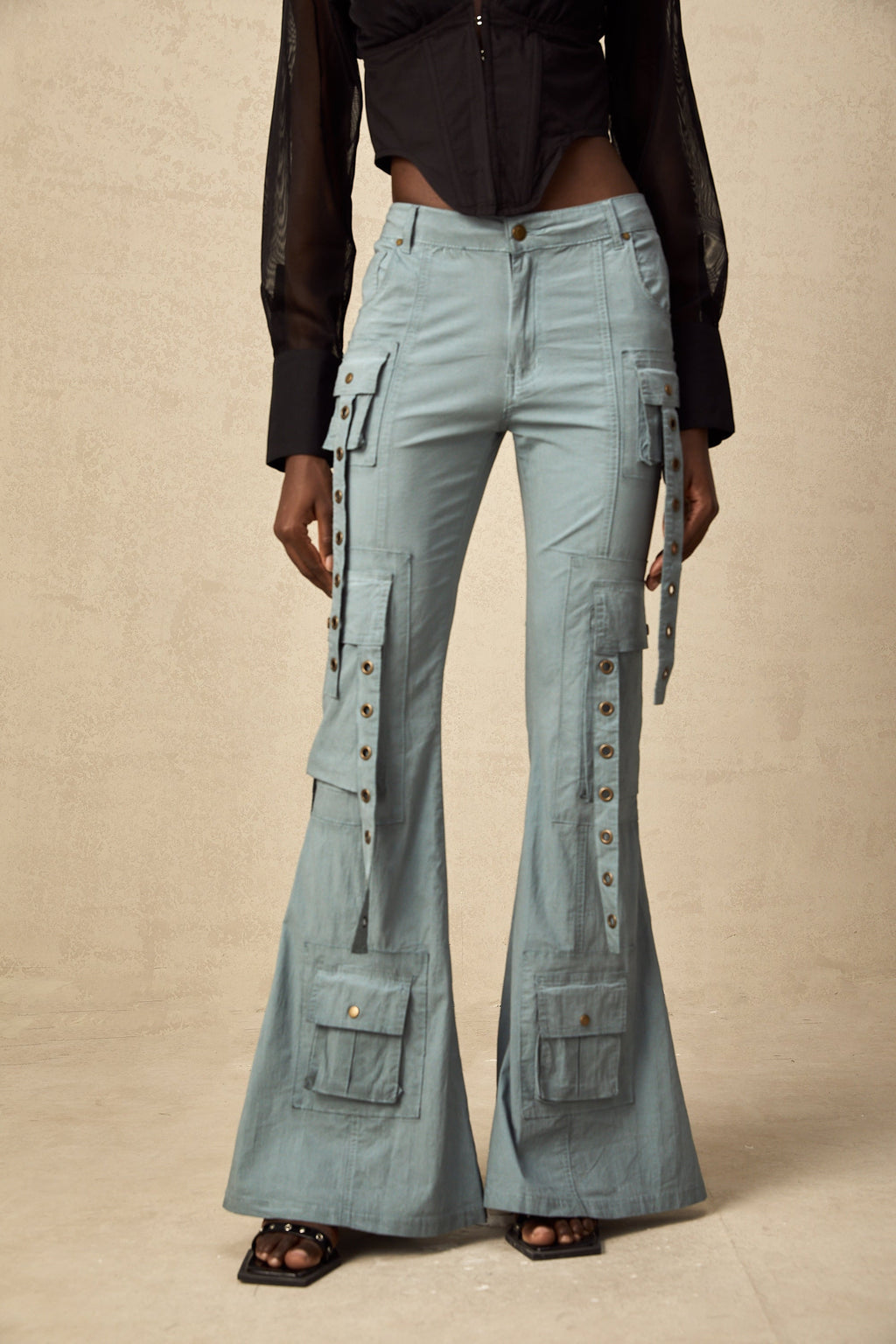 Kemer Örgülü İspanyol Paça Kargo Pantolon