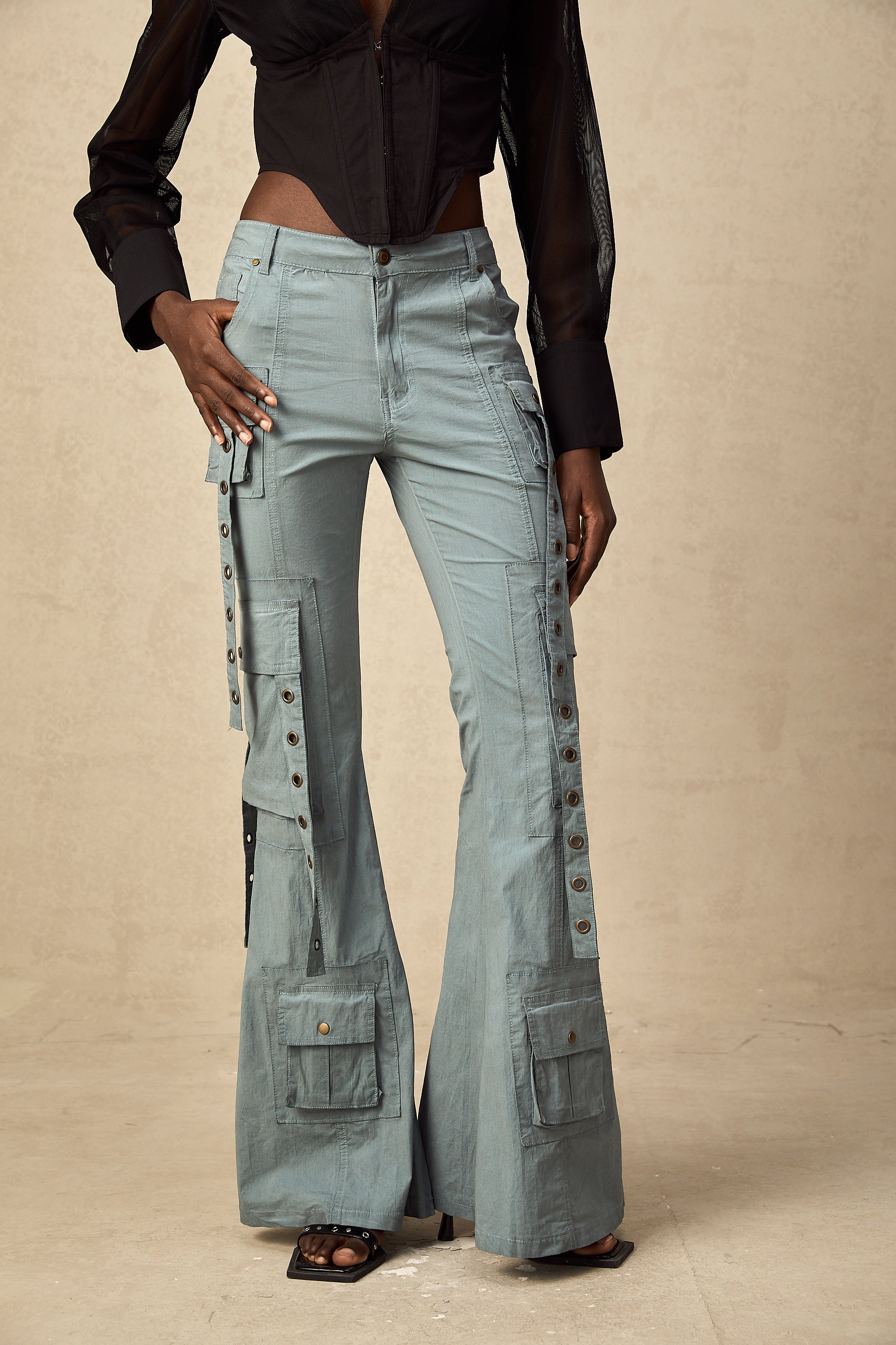 Kemer Örgülü İspanyol Paça Kargo Pantolon