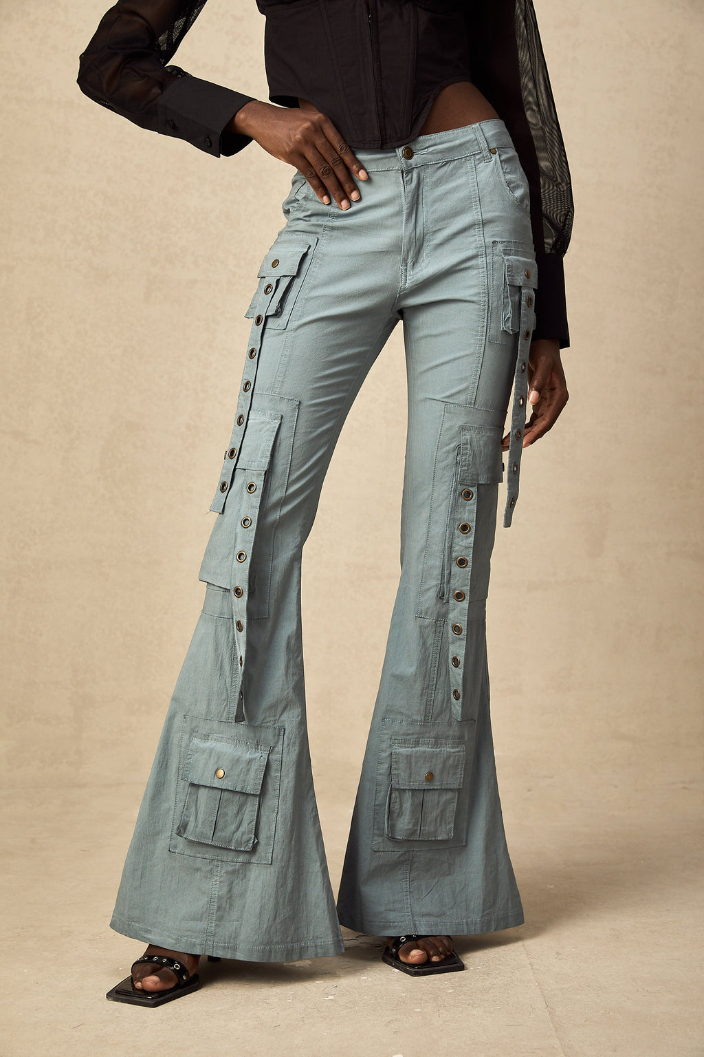 Kemer Örgülü İspanyol Paça Kargo Pantolon