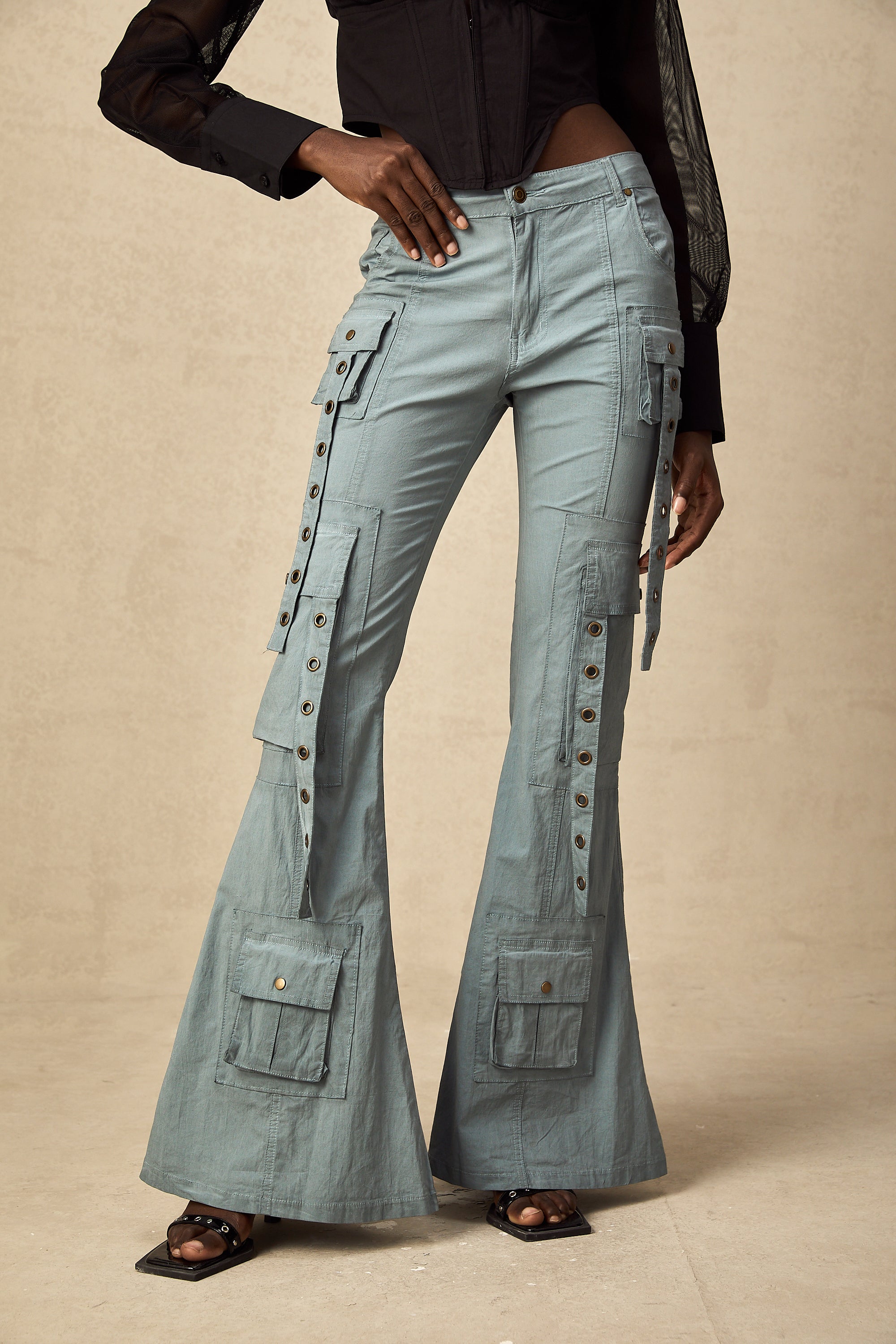 Kemer Örgülü İspanyol Paça Kargo Pantolon