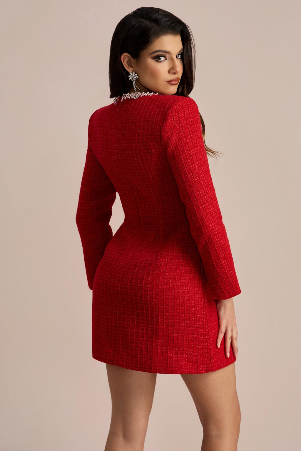 Camilla Kare Yaka Tweed Mini Elbise