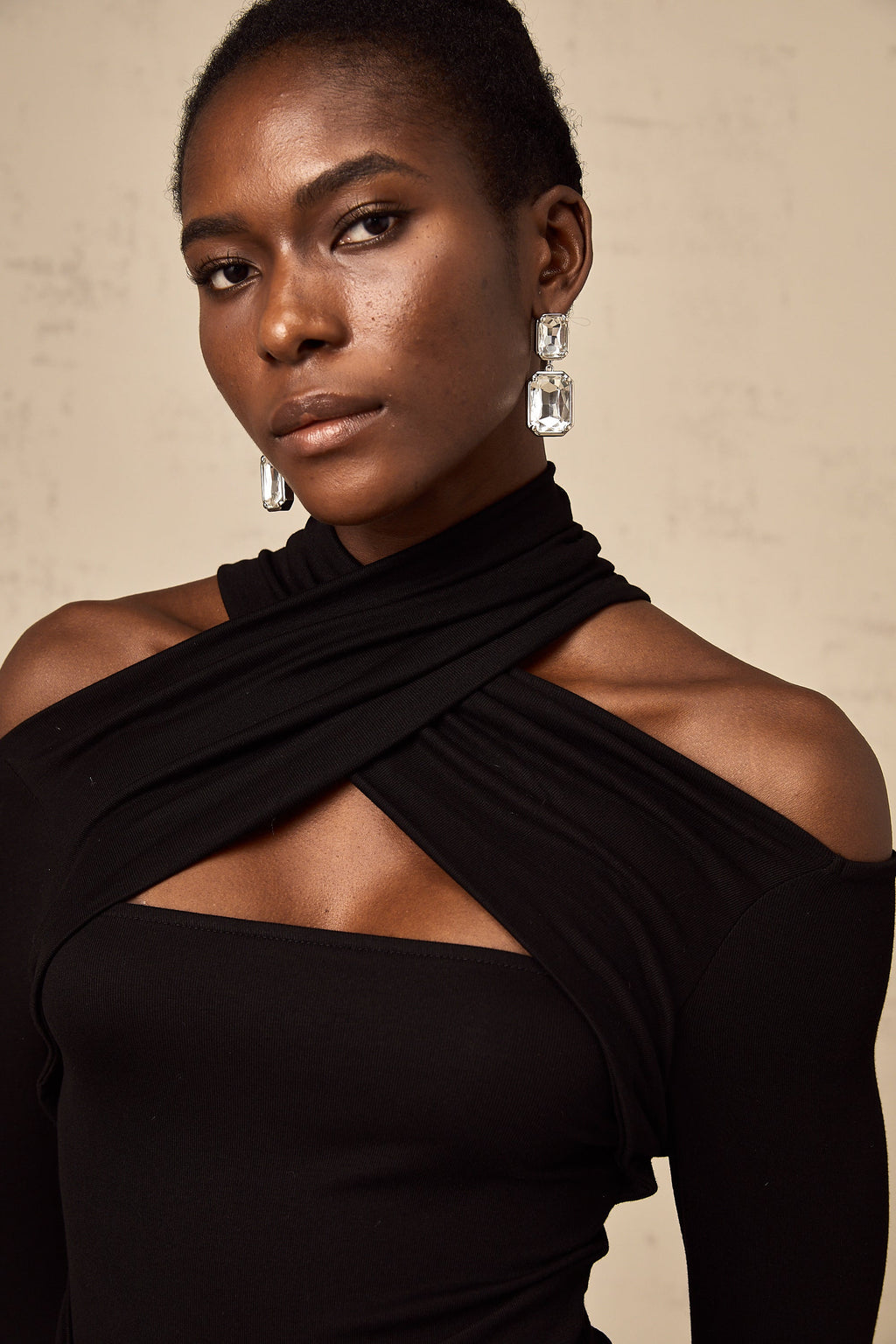 Odette siyah dantelli streç bluz