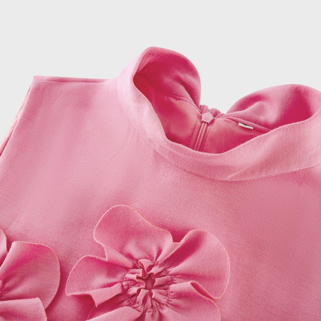 Blossom Symphony Çiçek Detaylı Pembe Maxi Elbise