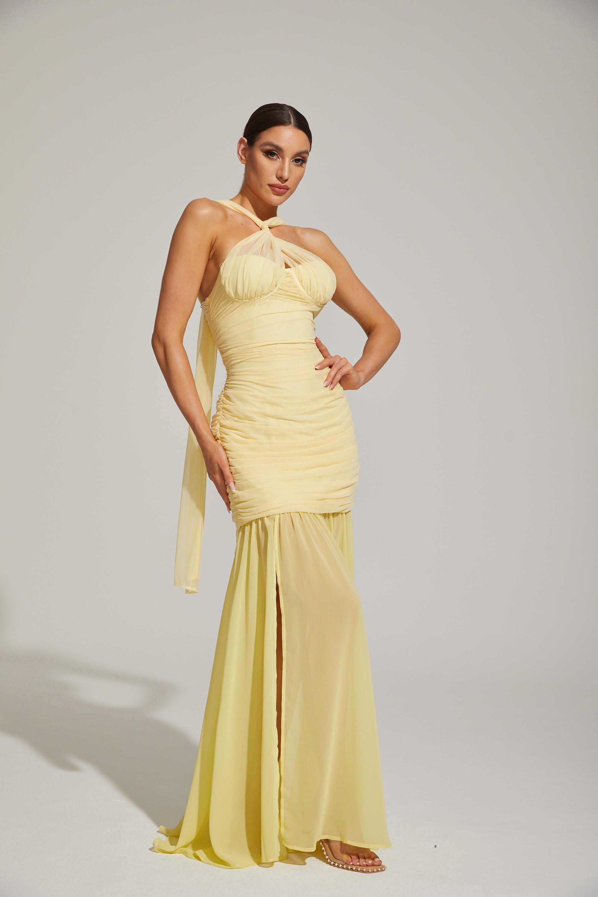 Lucienne Limonata Boyundan Bağlamalı Deniz Kızı Maxi Elbise