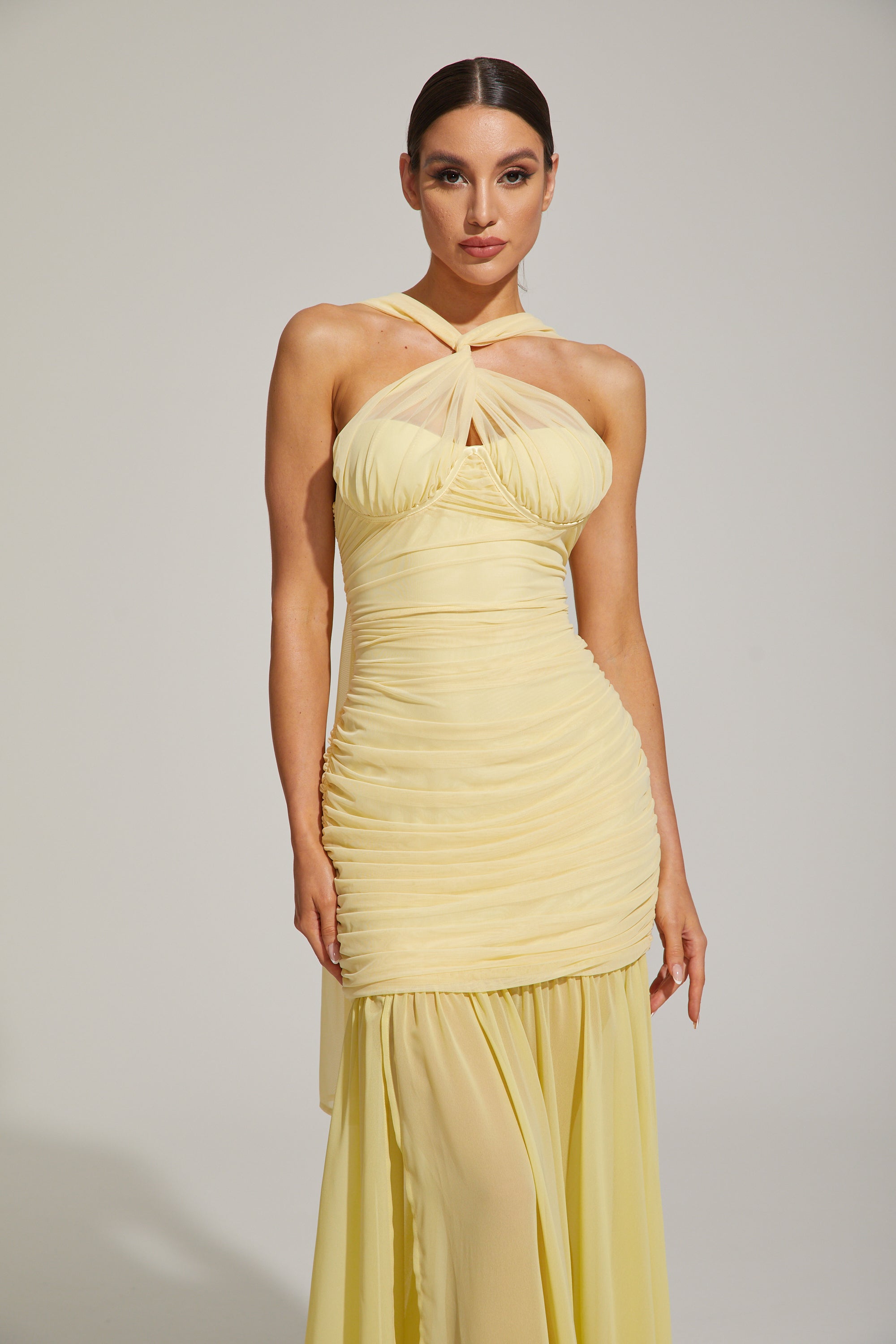 Lucienne Limonata Boyundan Bağlamalı Deniz Kızı Maxi Elbise