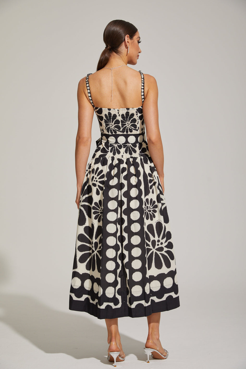 Briony Monét Çiçekli Mozaik Midi Elbise