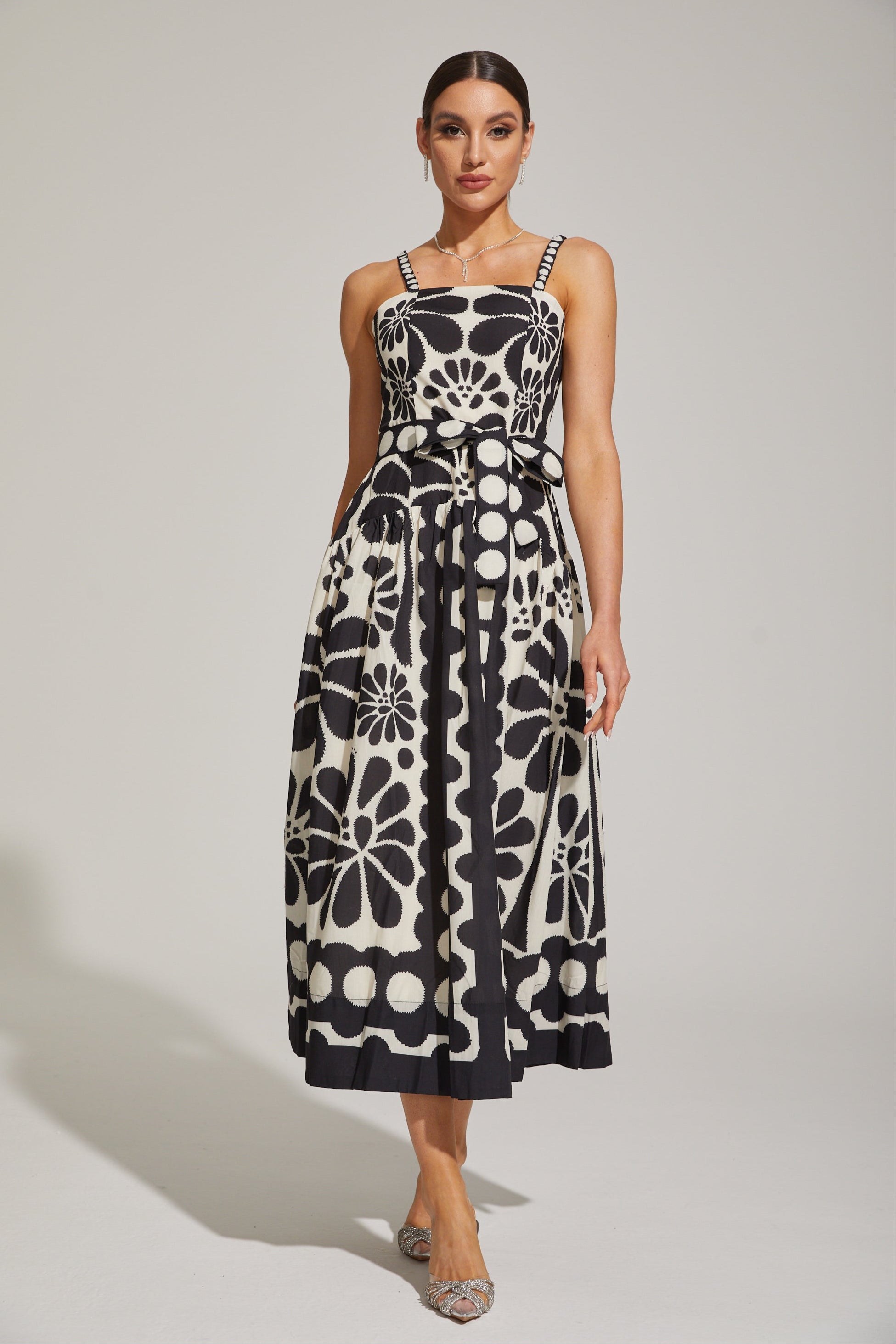 Briony Monét Çiçekli Mozaik Midi Elbise