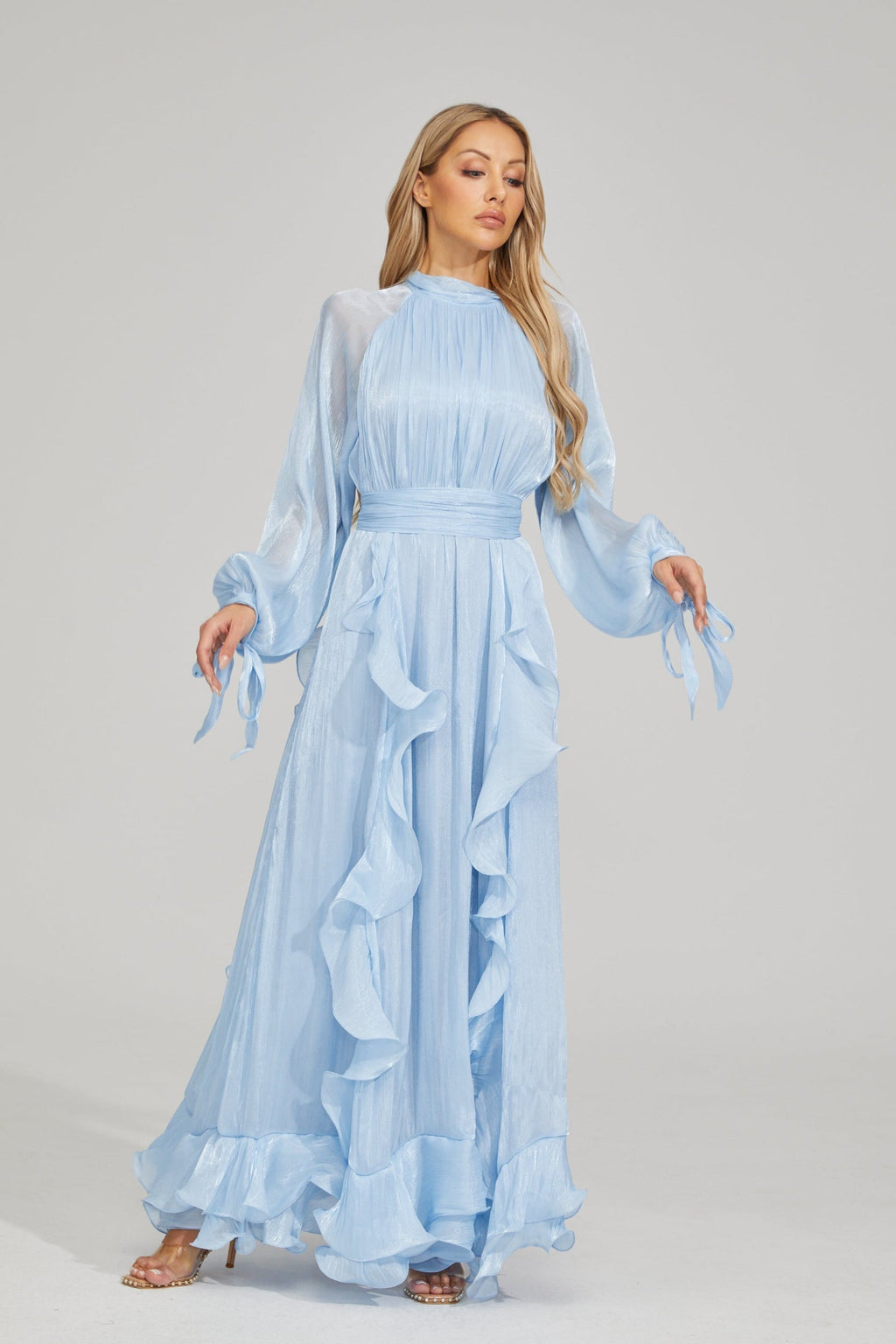 Noir Fırfırlı Maxi Elbise