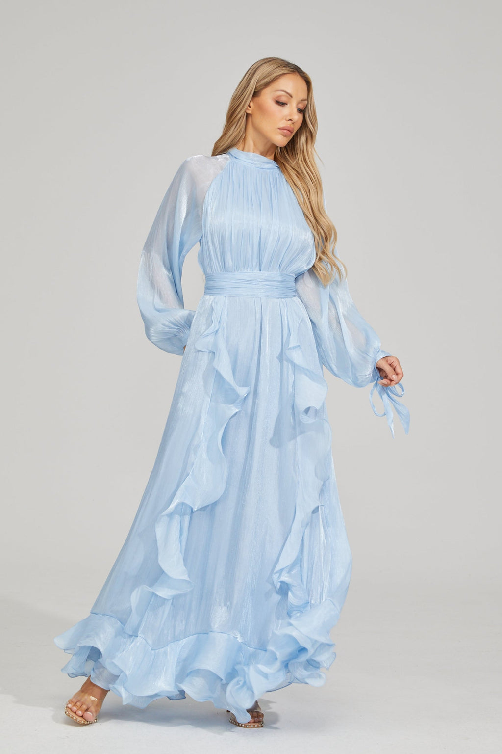 Noir Fırfırlı Maxi Elbise