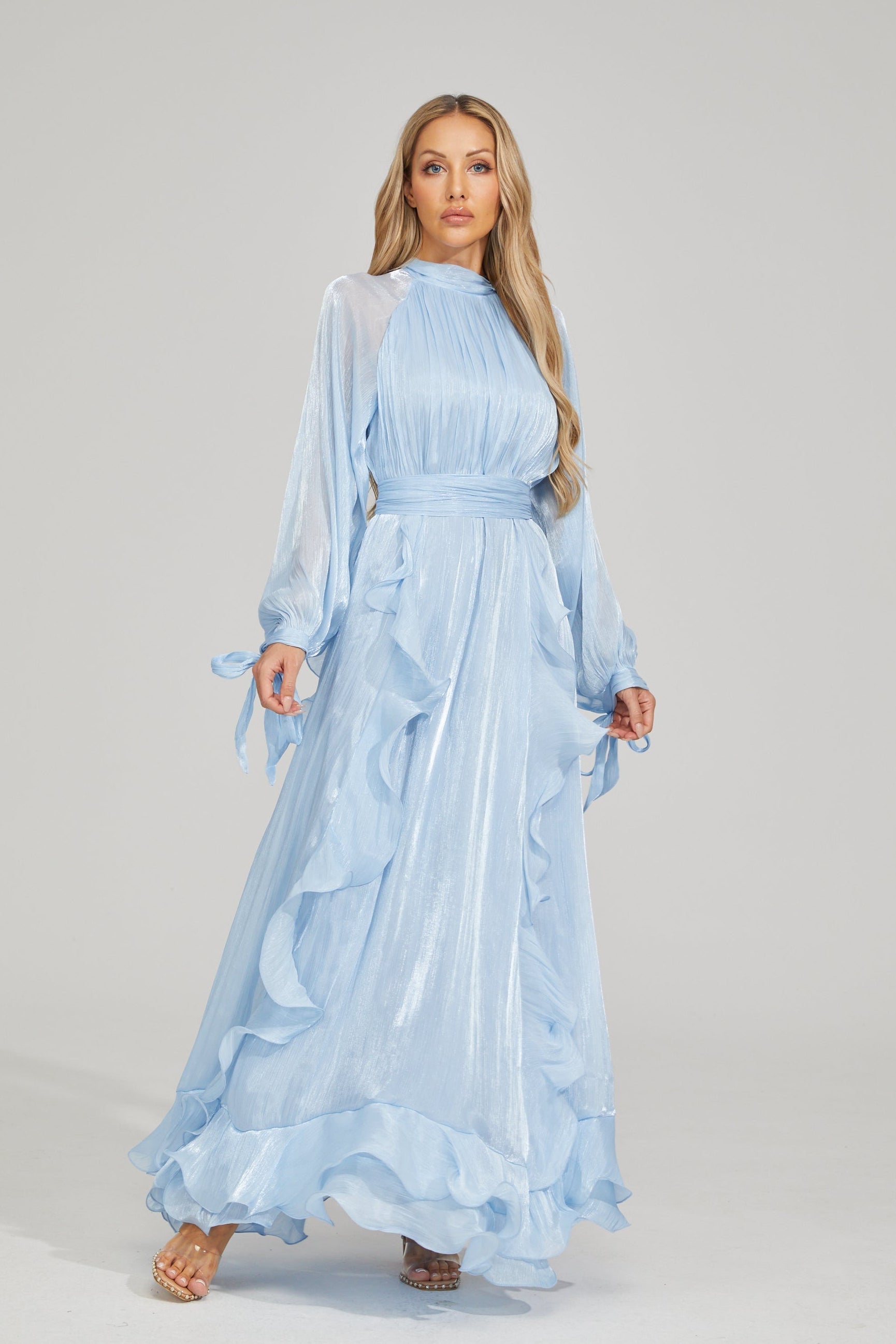 Noir Fırfırlı Maxi Elbise