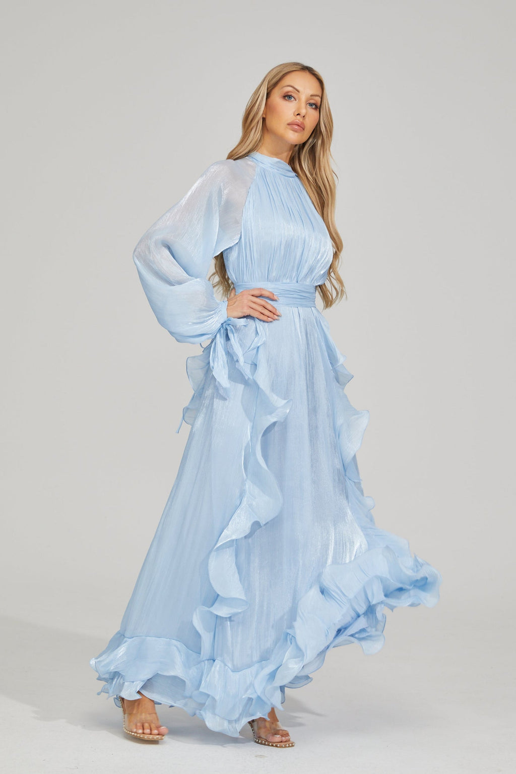 Noir Fırfırlı Maxi Elbise