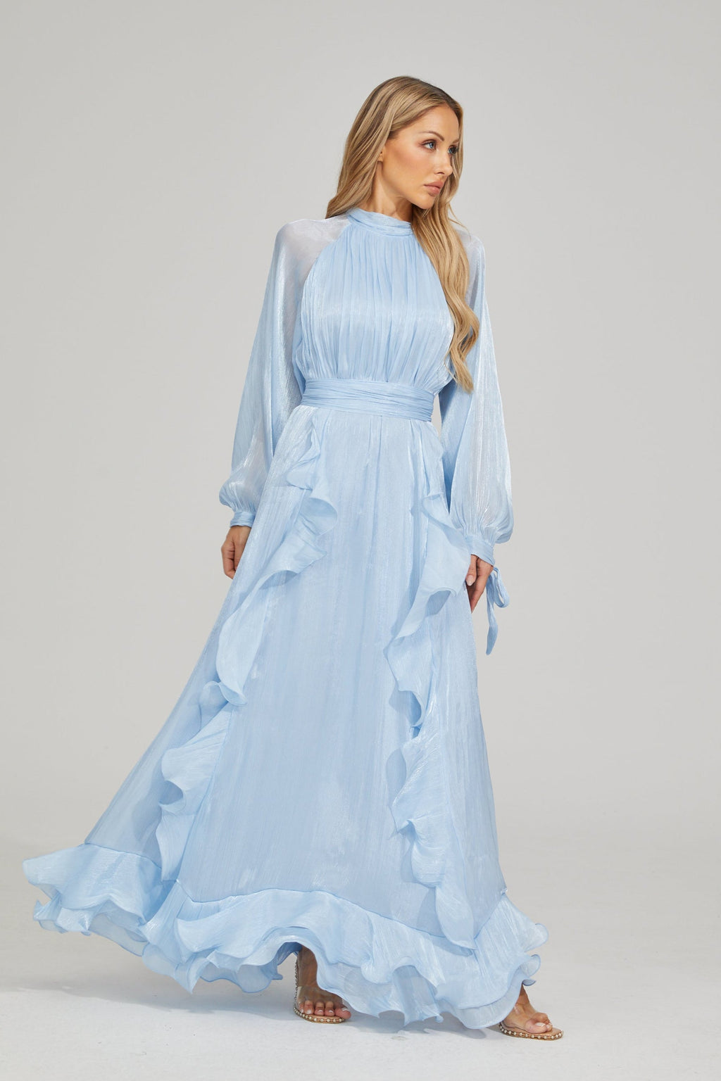 Noir Fırfırlı Maxi Elbise