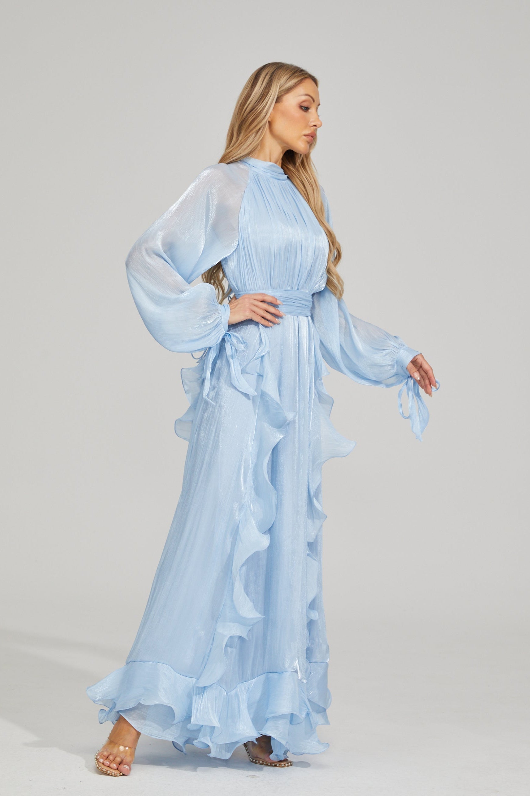 Noir Fırfırlı Maxi Elbise