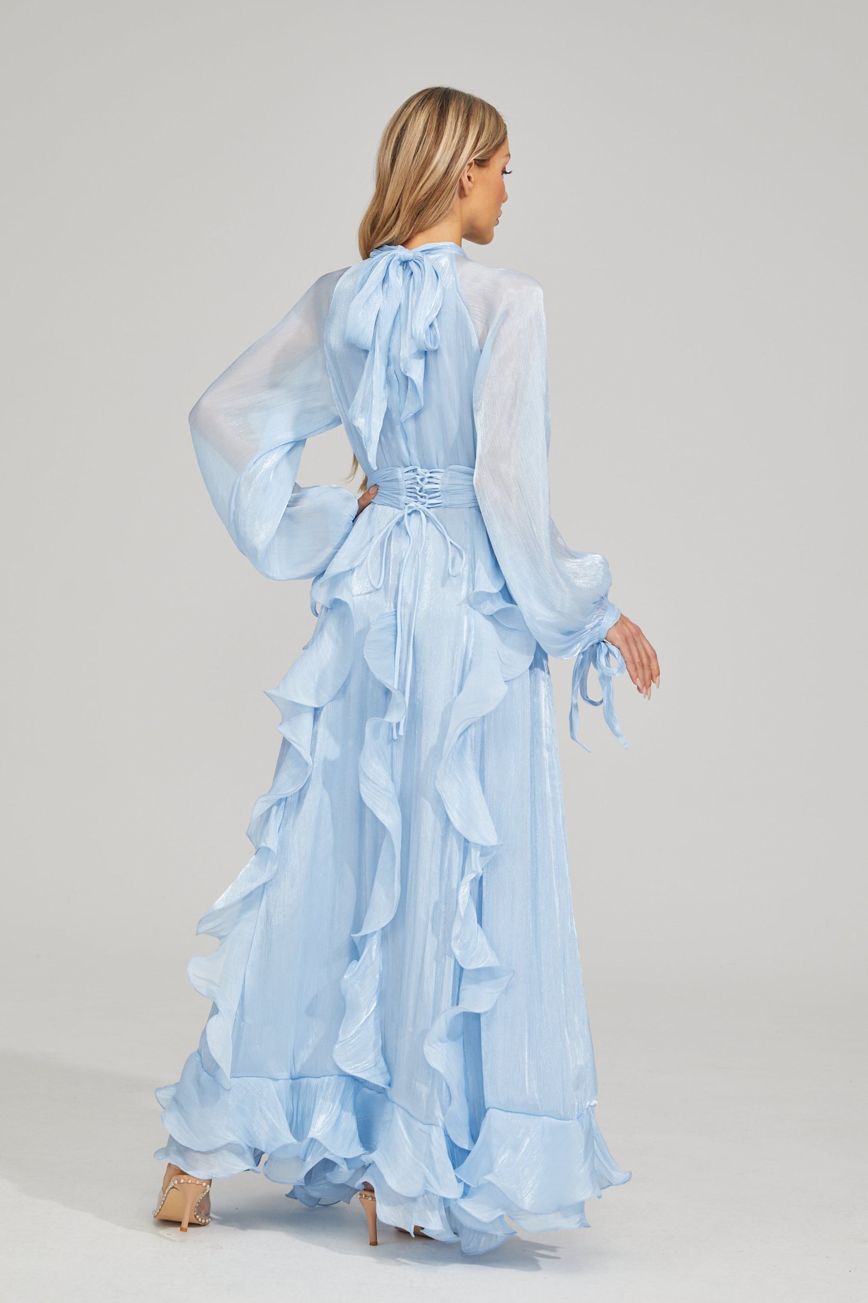 Noir Fırfırlı Maxi Elbise