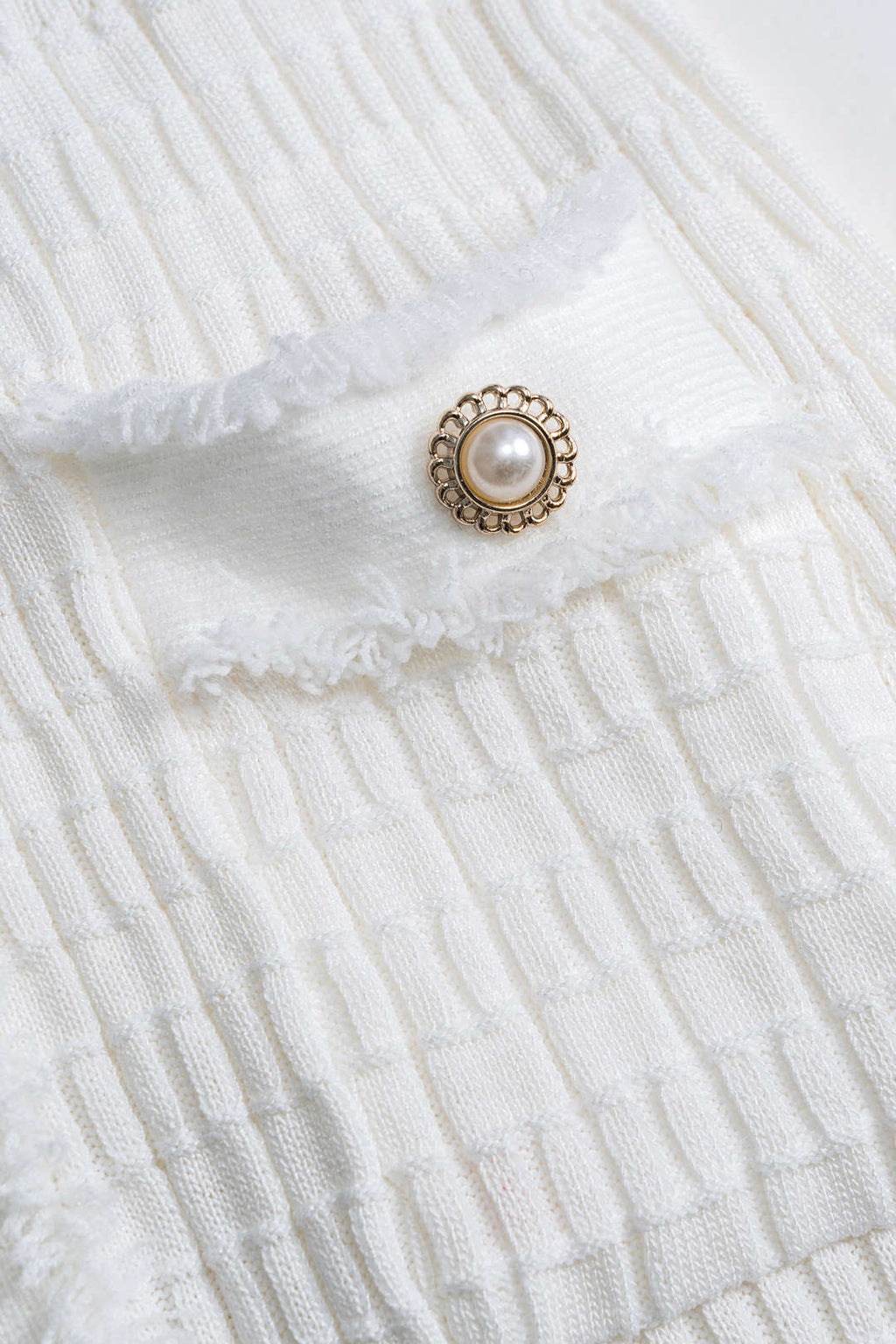 Örgü V-Yaka Düğmeli Kısa Kol Elbise