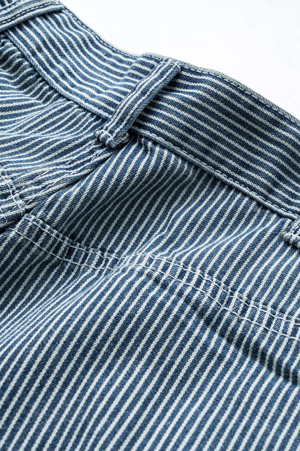 Harf Nakışlı Denim Çizgili Düğmeli Cep Detaylı Geniş Paça Pantolon