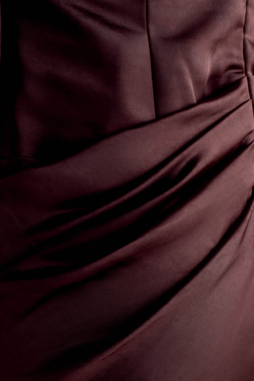 Iris Uzun Kol Saten Maxi Elbise - Bitter Çikolata