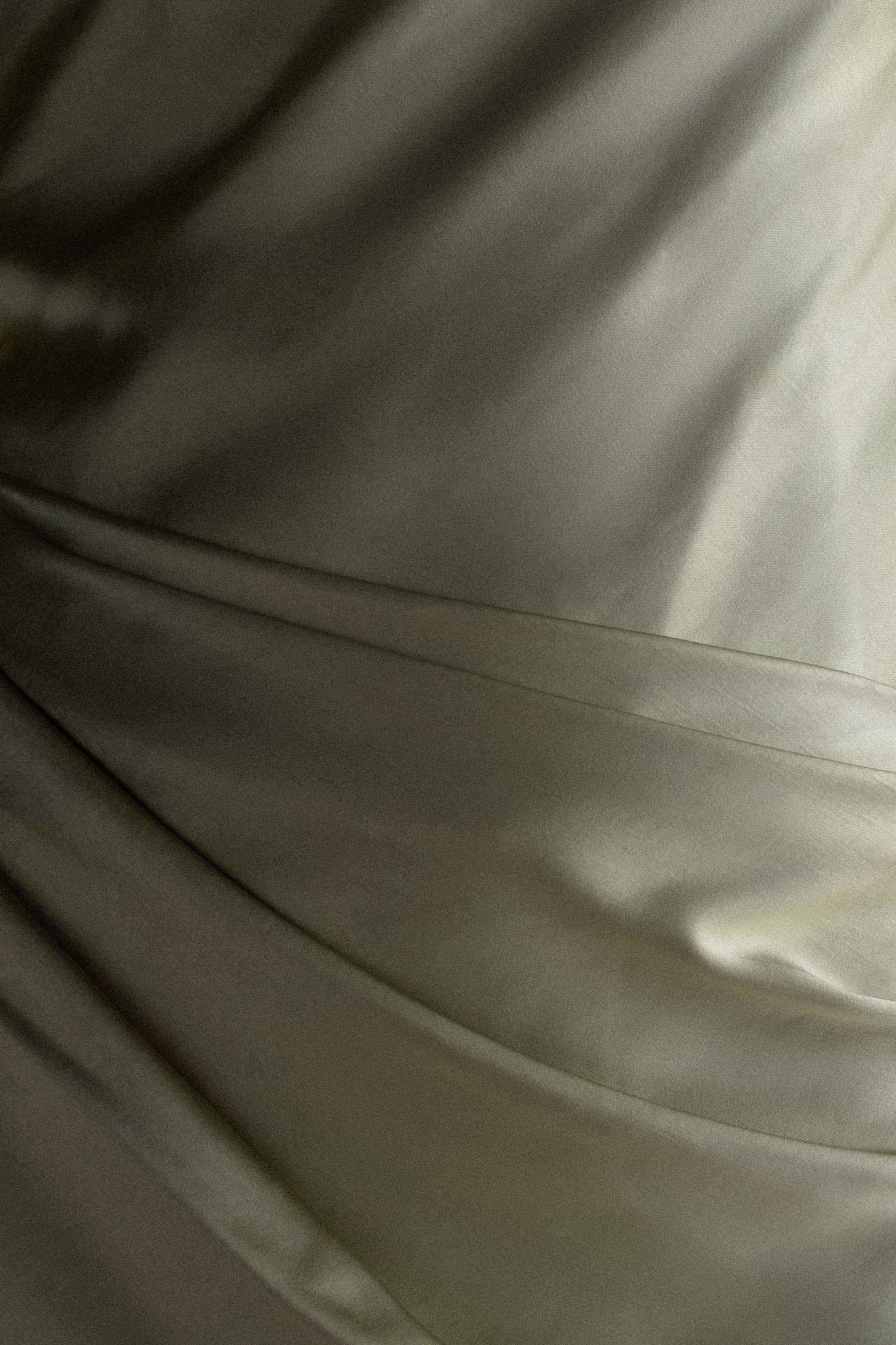 Iris Uzun Kol Saten Maxi Elbise - Adaçayı