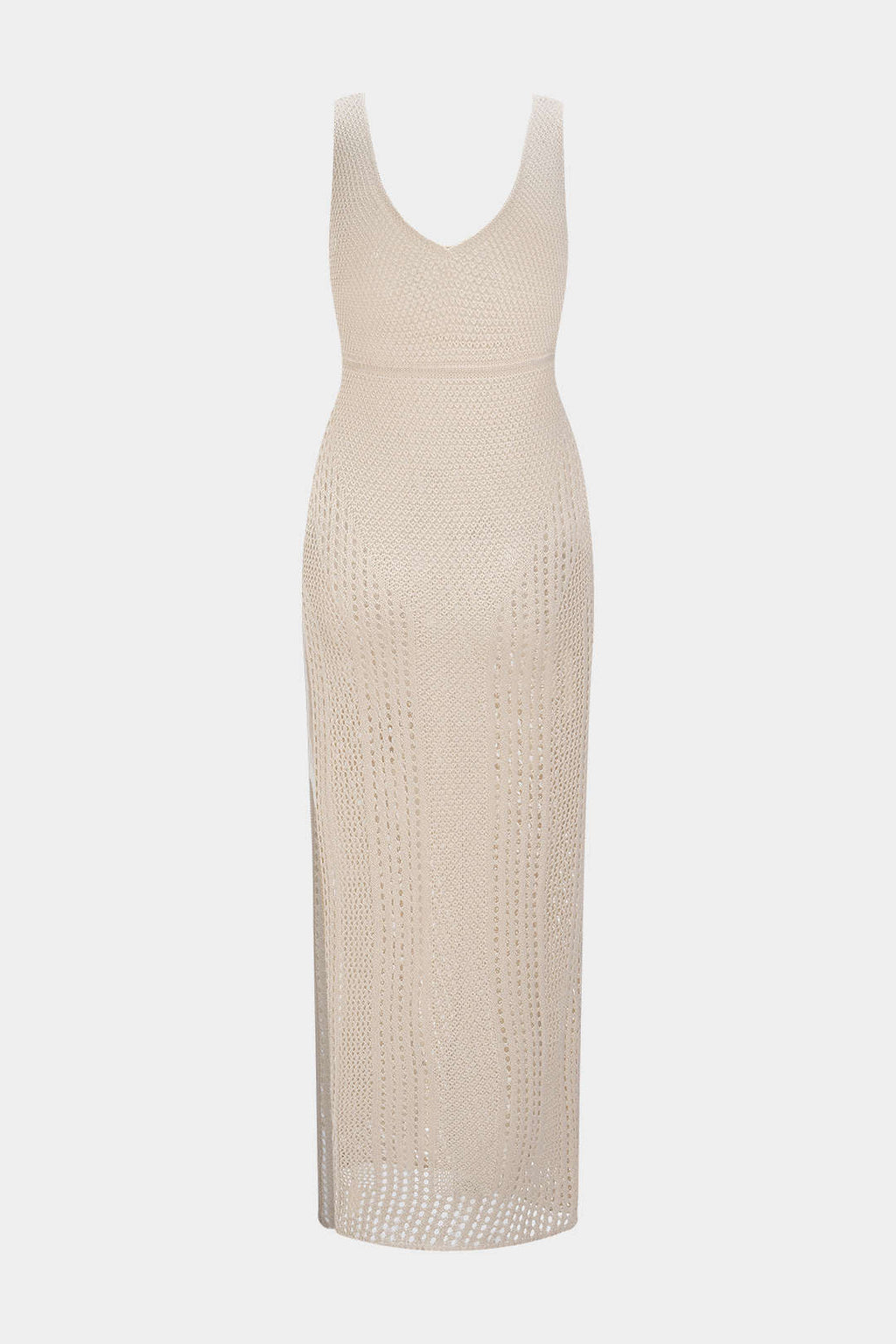 Triko V Yaka Yırtmaçlı Kolsuz Elbise