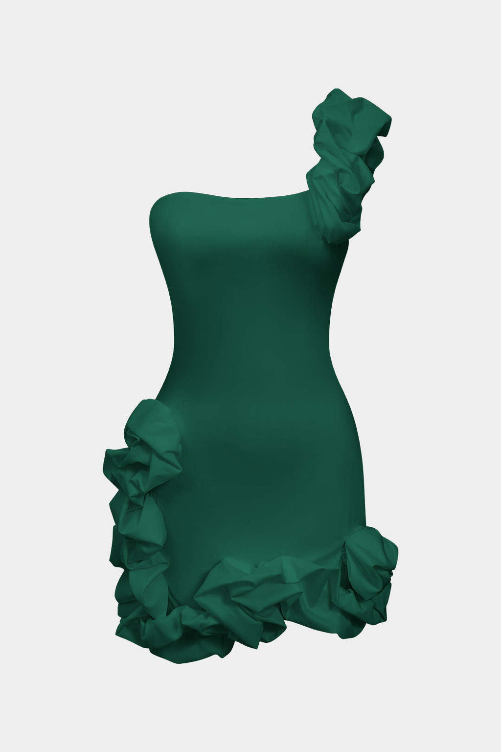 Asimetrik Kesim Tek Omuz Mini Elbise