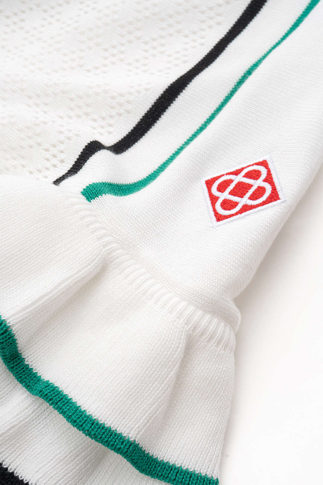 Triko Kontrast Düğme Volan Kısa Kol Elbise