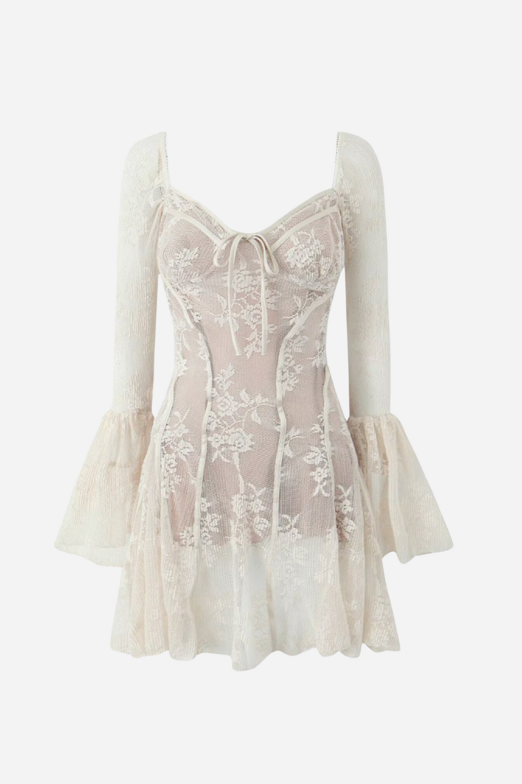 Odelia Sweetheart Dantel Flare Mini Elbise