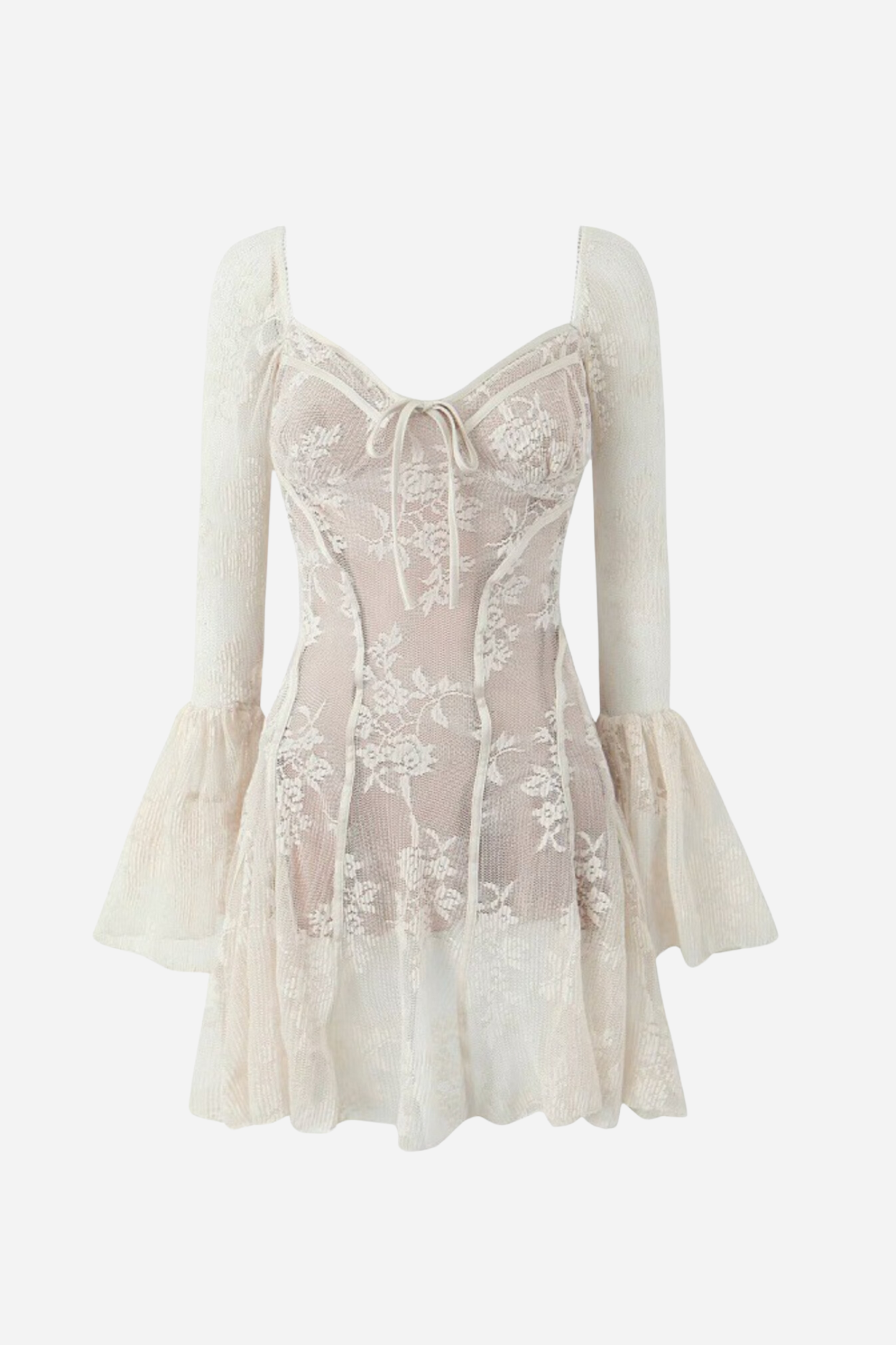 Odelia Sweetheart Dantel Flare Mini Elbise