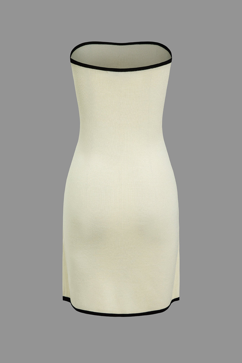 Kontrast Kenar Detaylı Triko Bağcıklı Straplez Mini Elbise