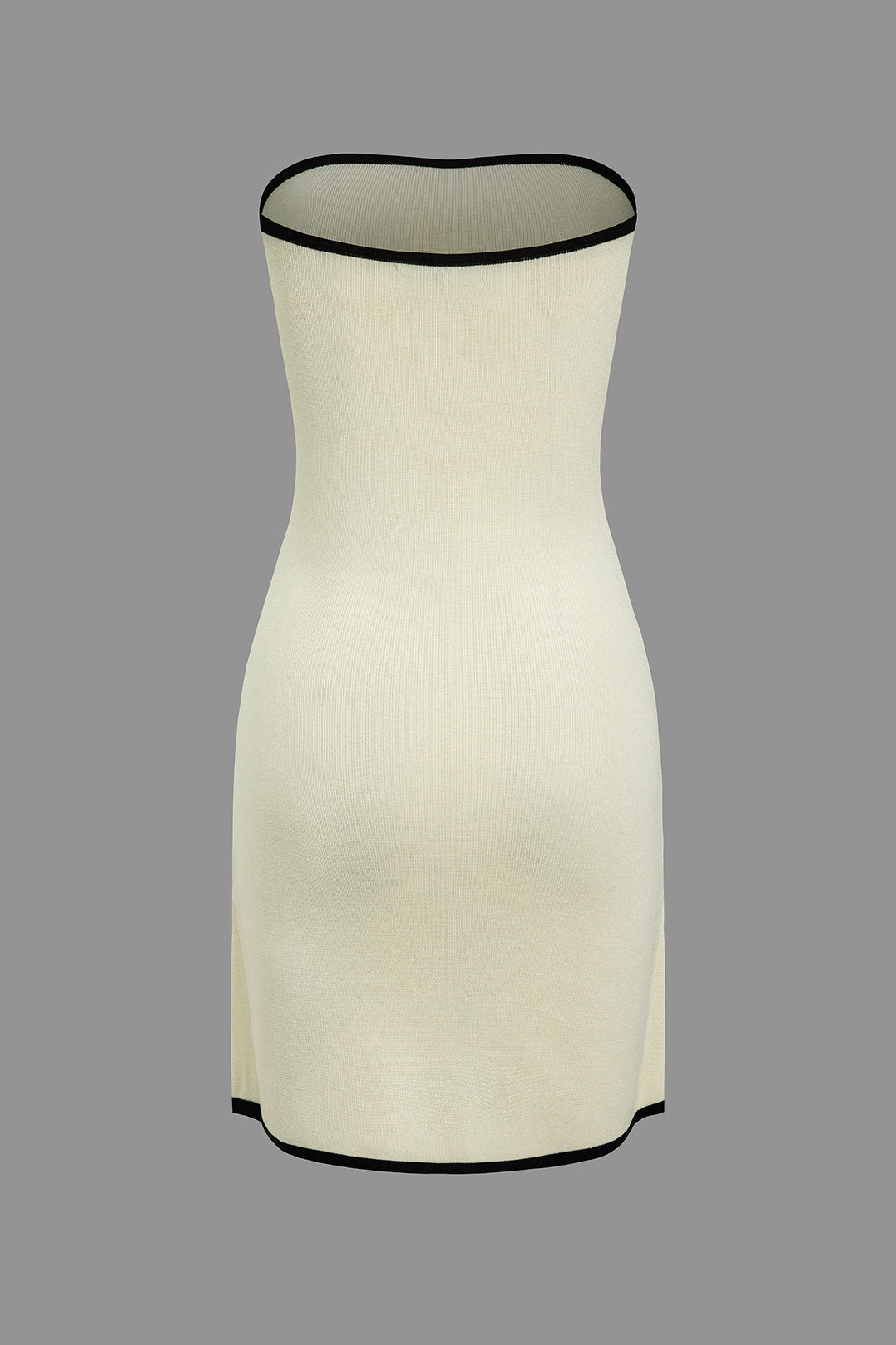 Kontrast Kenar Detaylı Triko Bağcıklı Straplez Mini Elbise