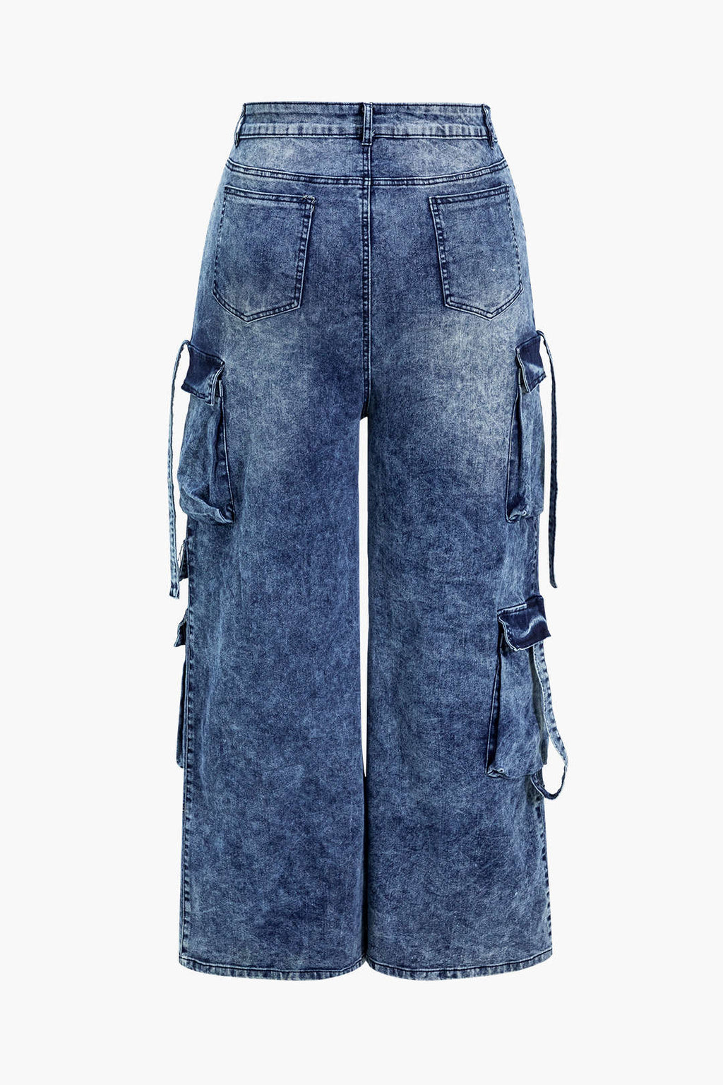 Büyük Beden Yıkanmış Geniş Paça Kargo Jean