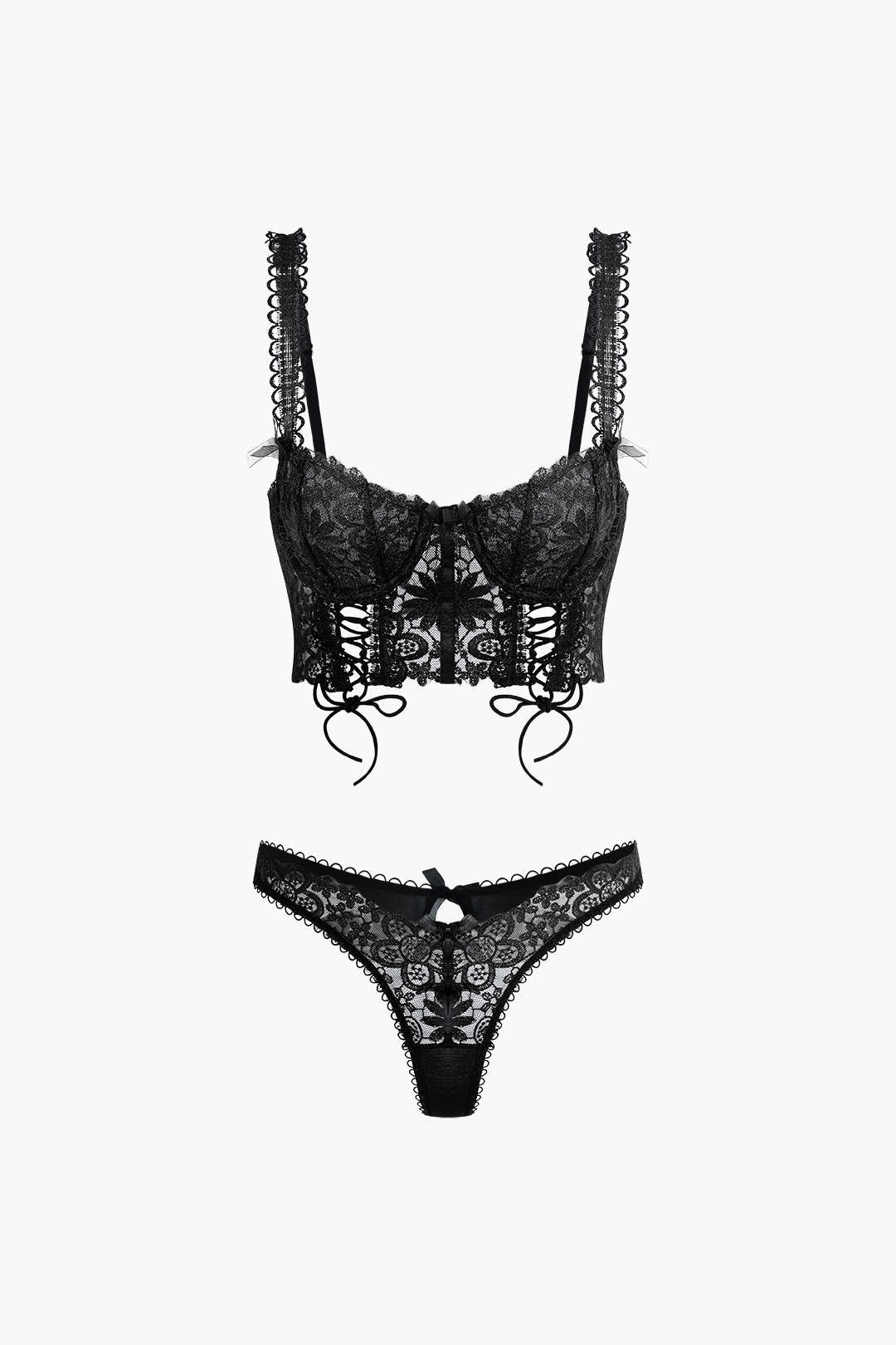 Dantel Bağlama Büstiyer ve Alt Seti