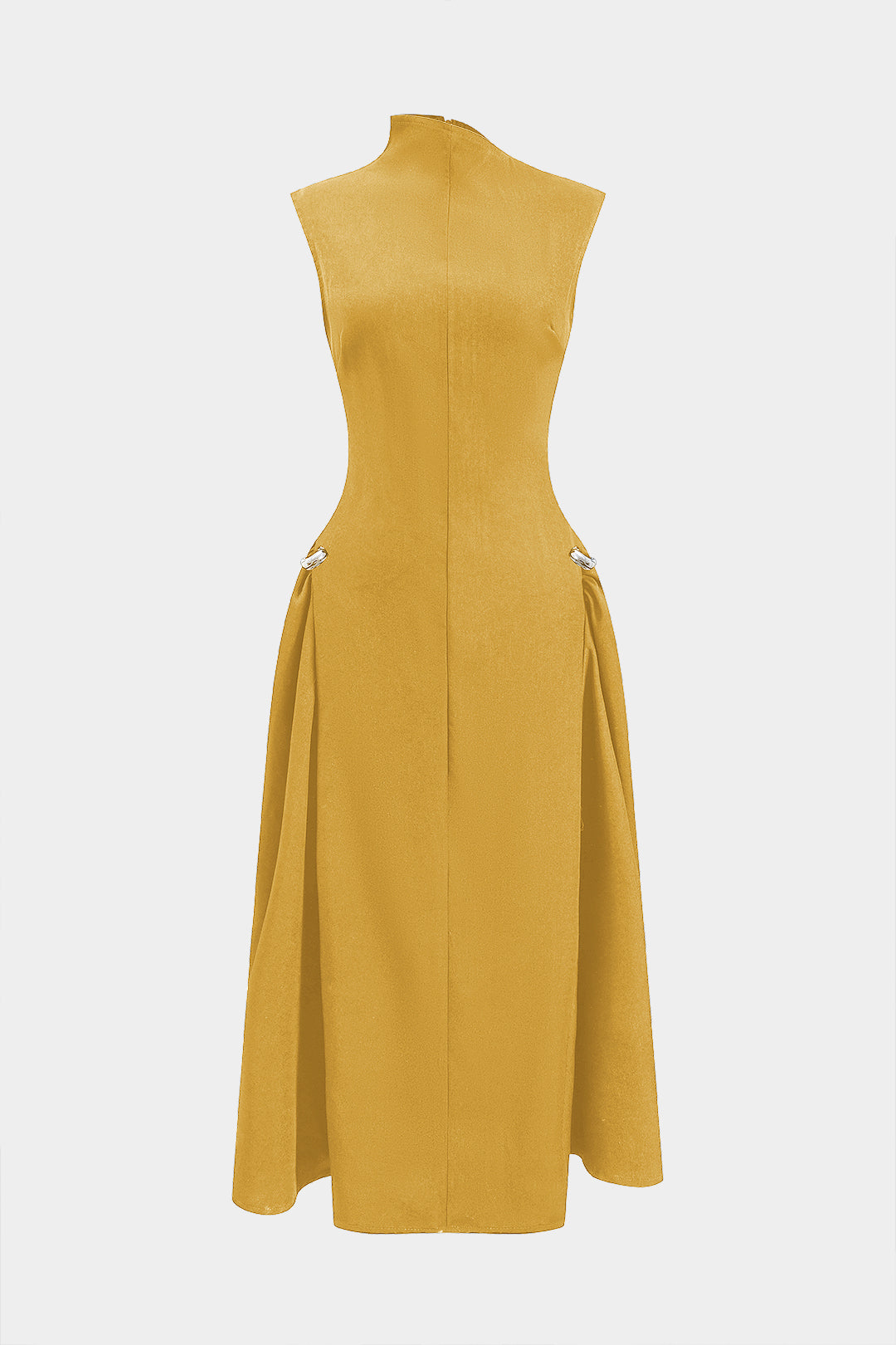 Metallic Dekor Fermuar Askısız Maxi Elbise