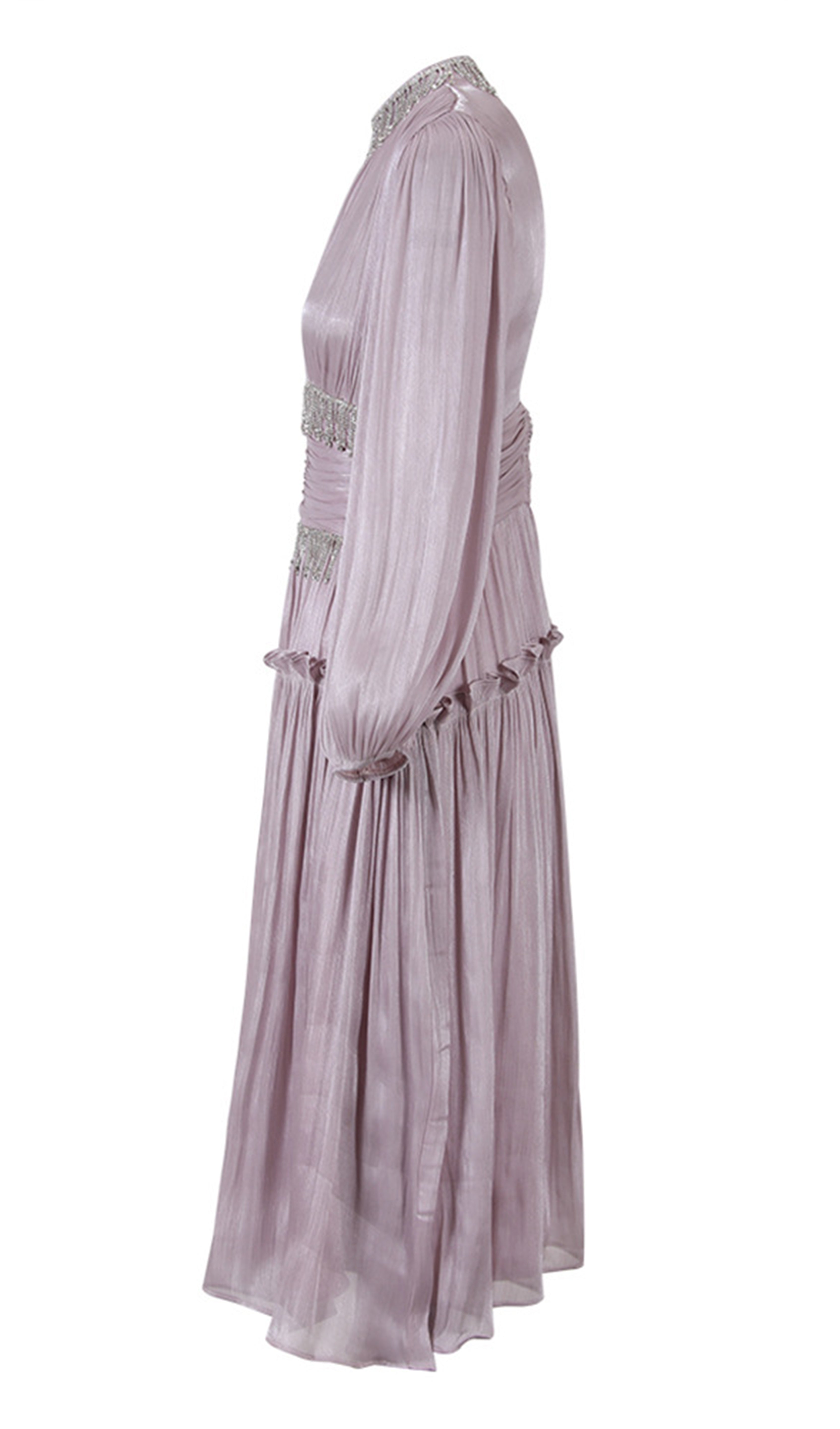 Diamanté Zincirli Pileli Midi Elbise