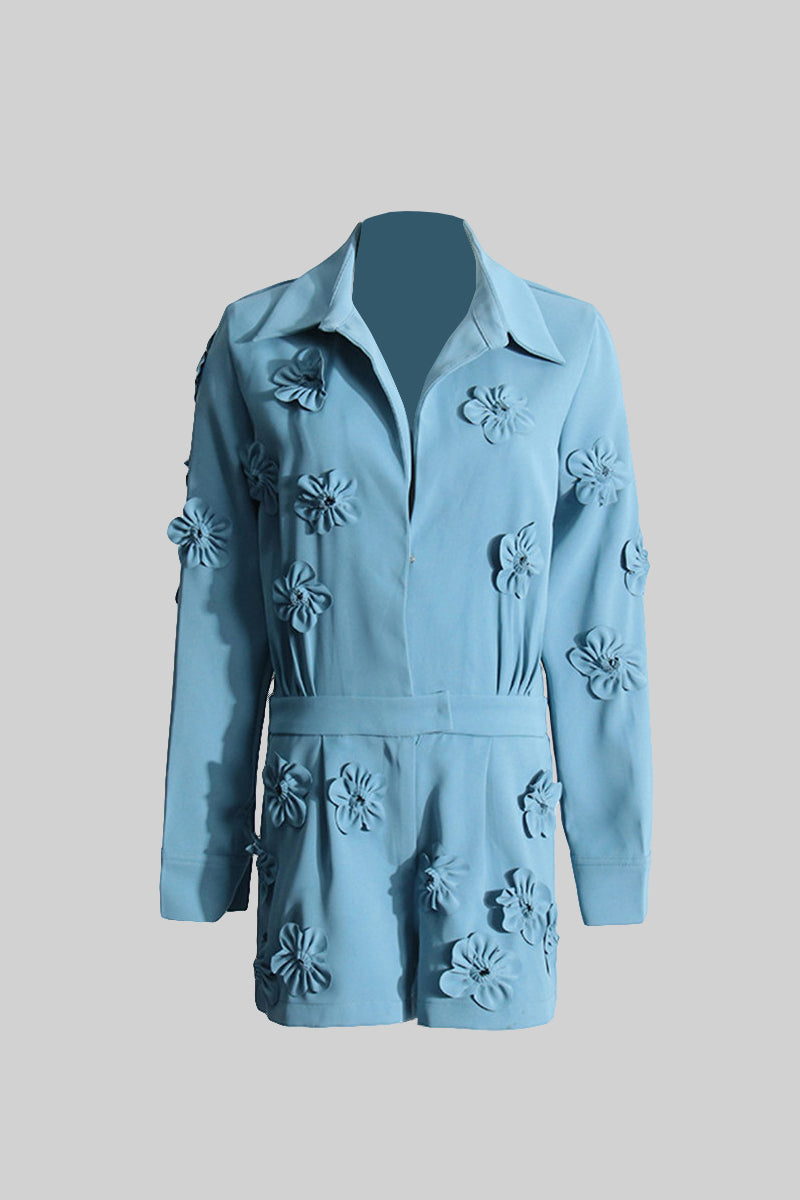 Uzun Kollu Çiçekli Tulum