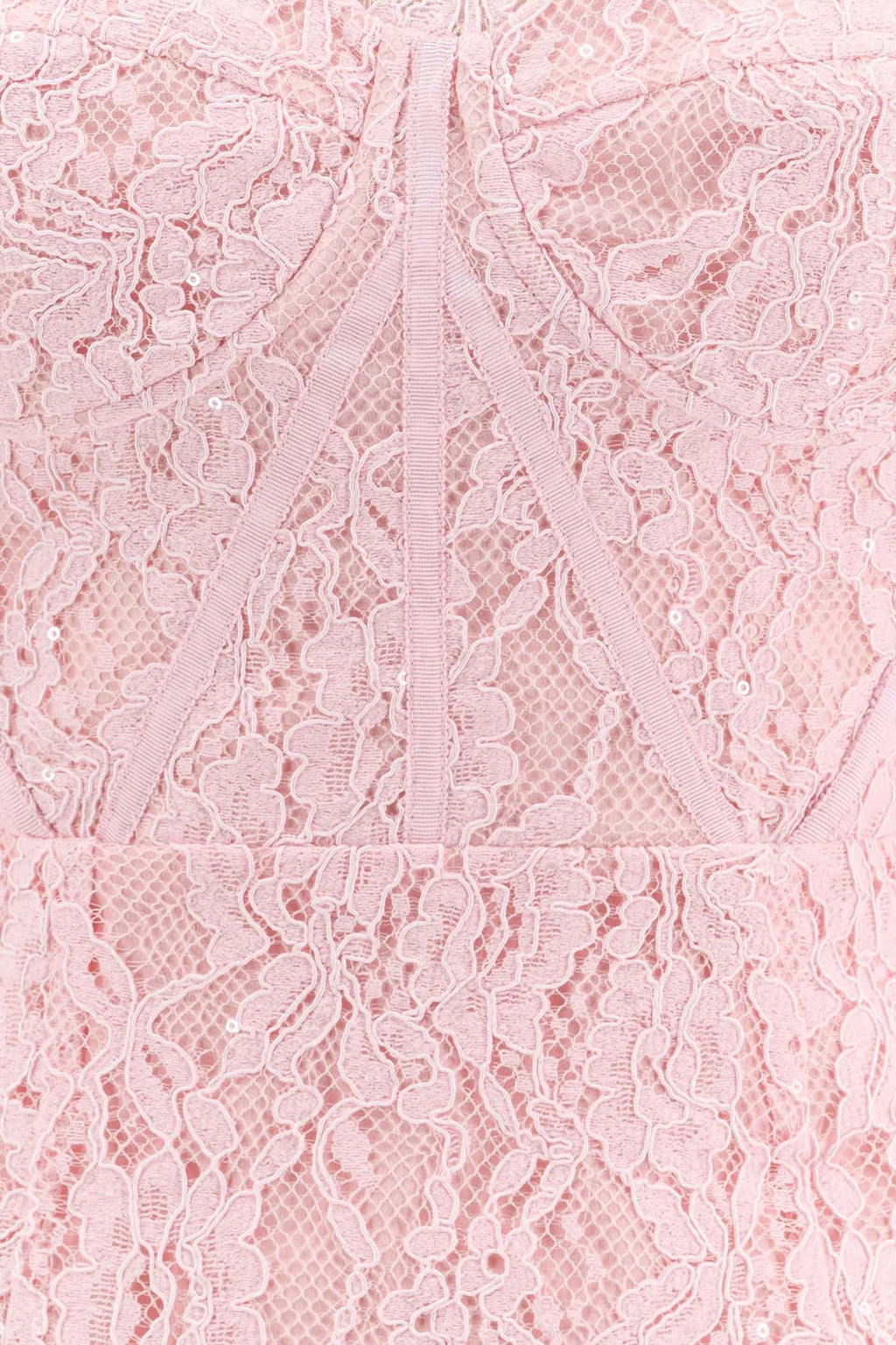 Pembe Uzun Kollu Dantel Elbise