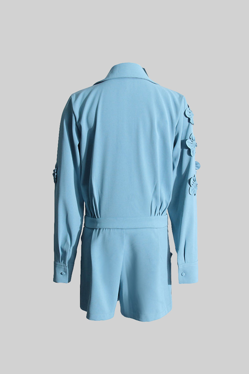 Uzun Kollu Çiçekli Tulum