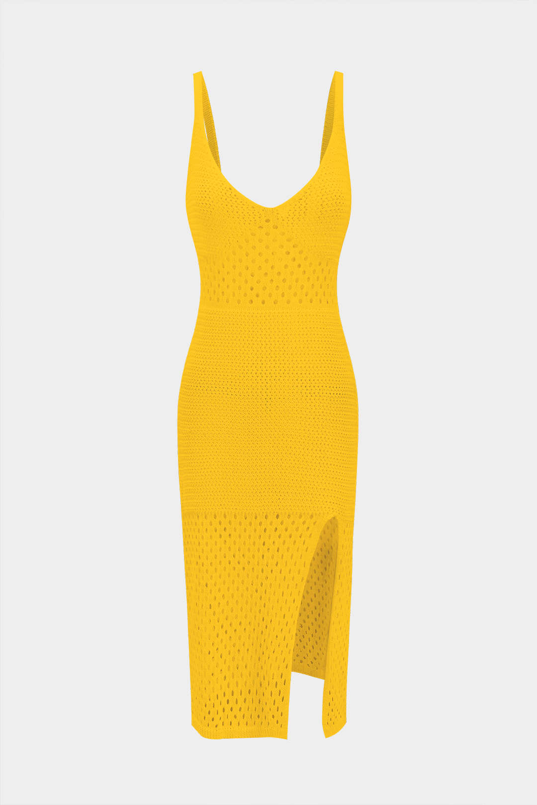 Örgü Boşluklu Kayma Yırtmaçlı Elbise